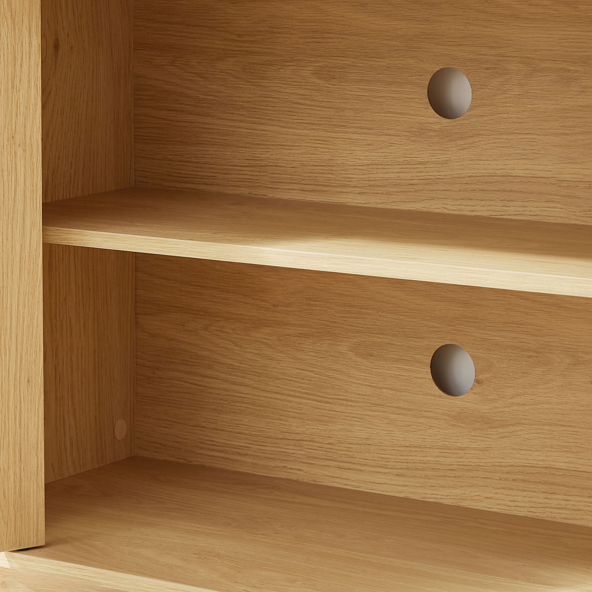 Contemporary Wave Shaped TV Stand With Rattan Doors