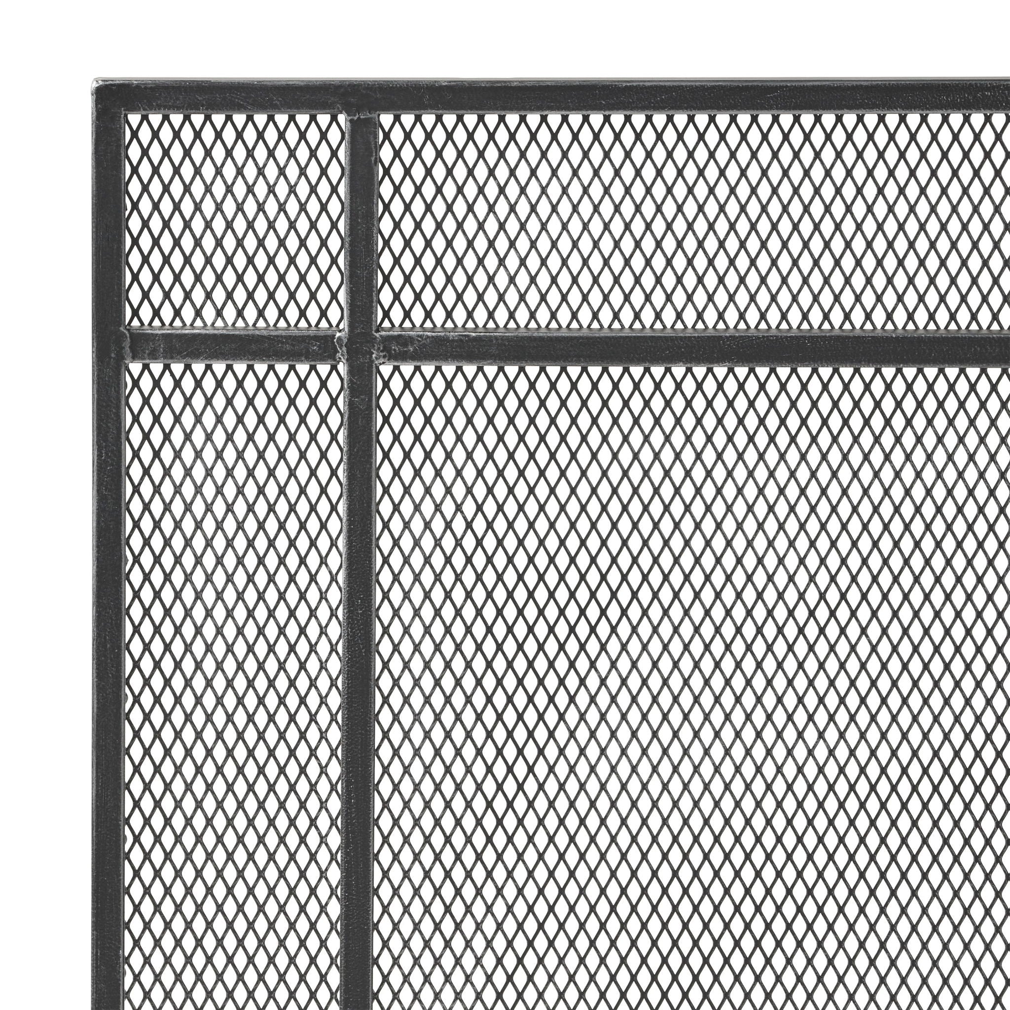 Markus - Modern Single Panel Iron Firescreen Black Brushed Silver