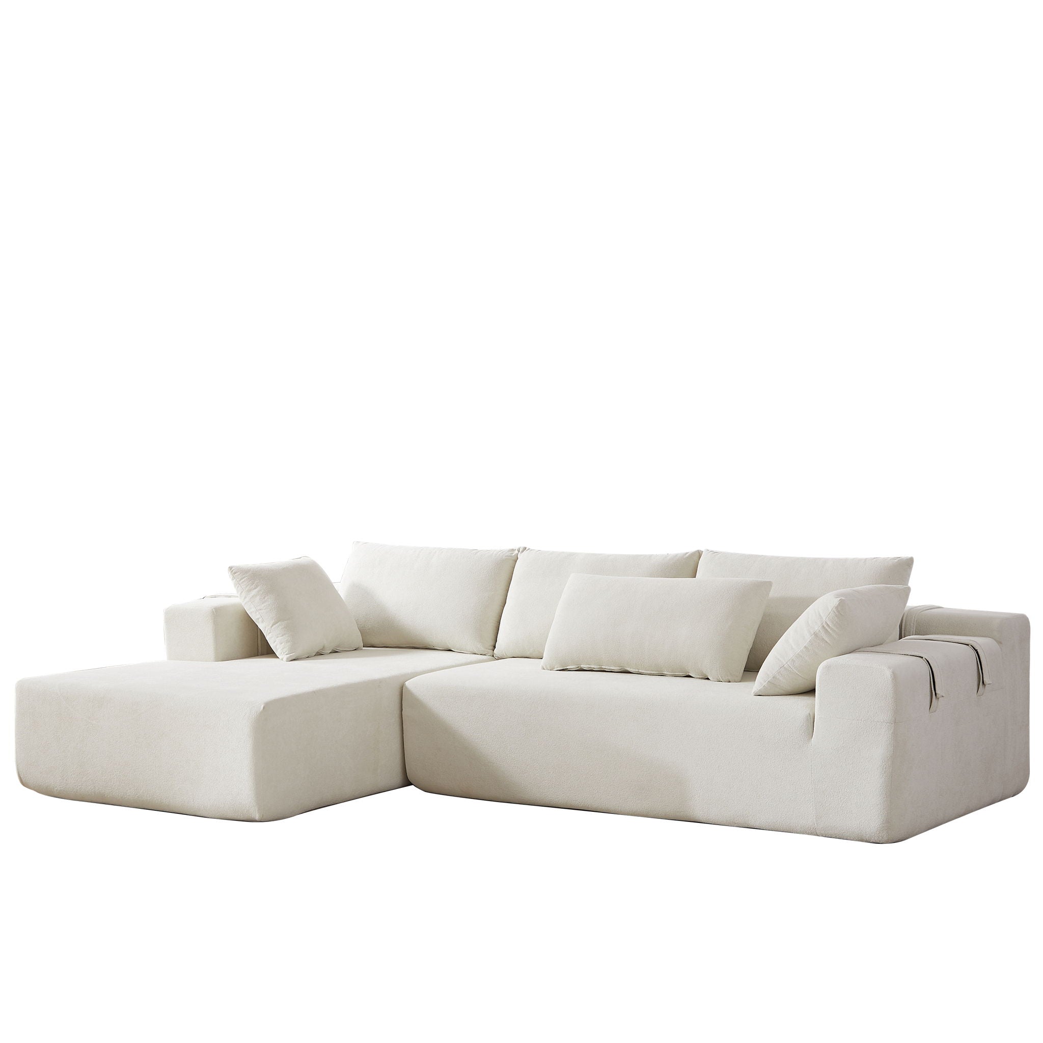 Modern Chenille Upholstered Sectional Sofa Couch Set With 6 Pillows,Free Combination