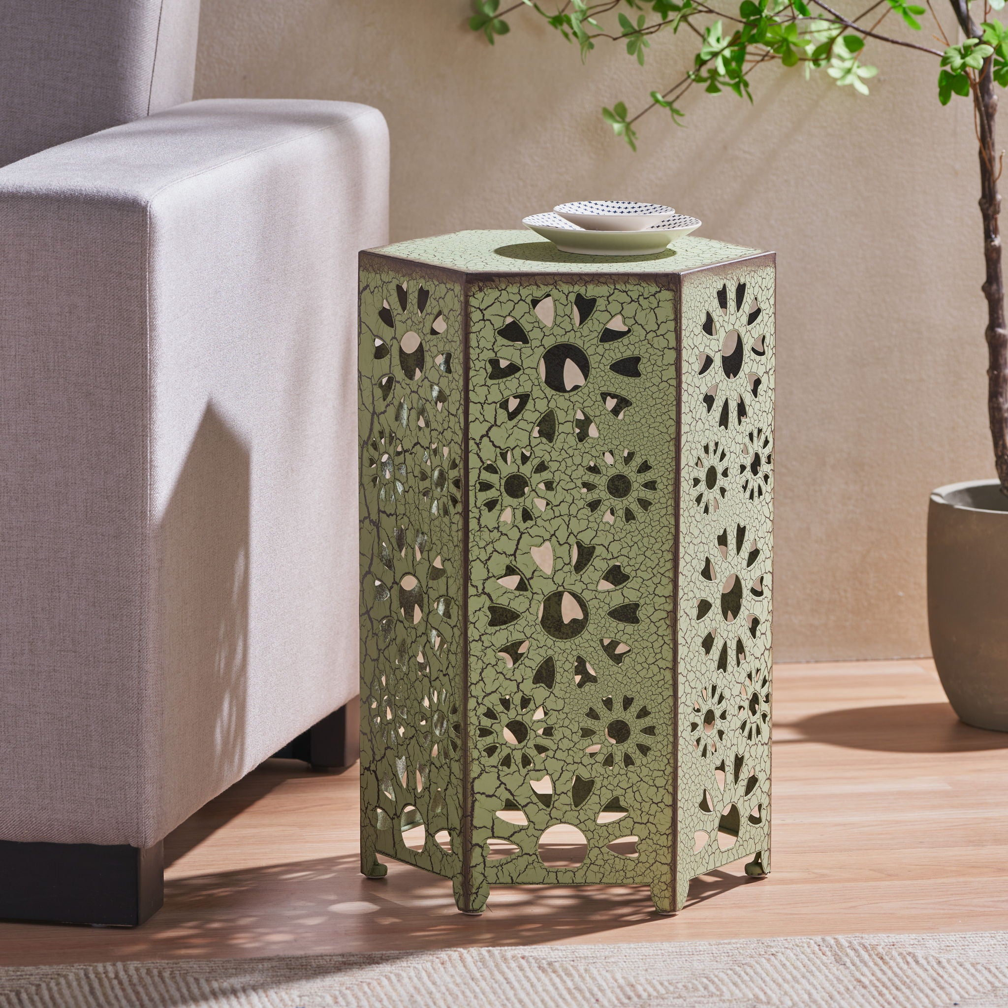 Galore - Side Table With Sunburst Cut Out Design