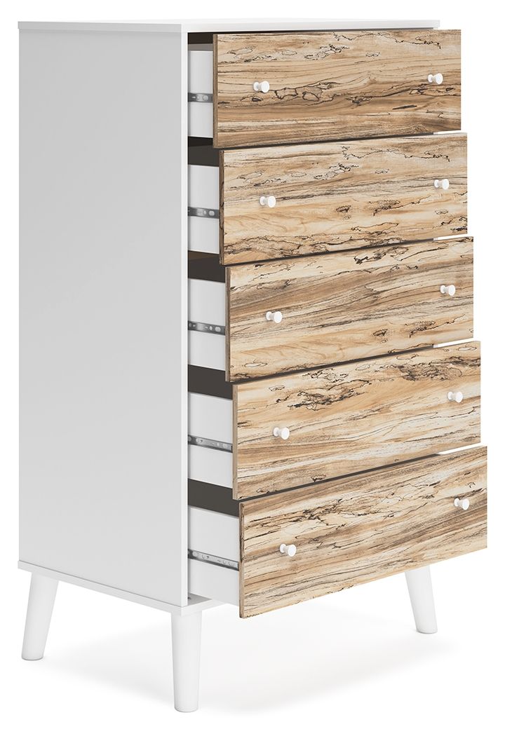 Signature Design by Ashley® Piperton - Brown / White - Five Drawer Chest | Meri Furniture