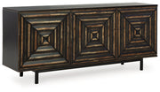 Signature Design by Ashley® Fair Ridge - Distressed Black - Accent Cabinet | Meri Furniture