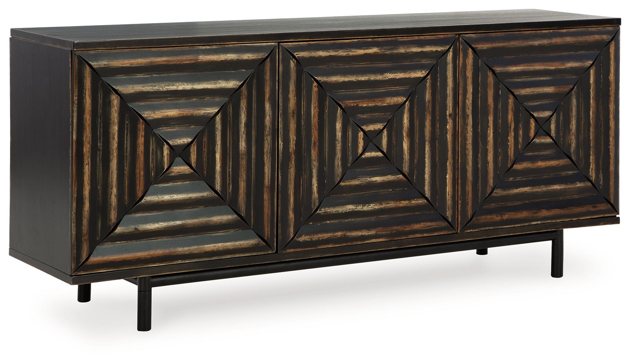 Signature Design by Ashley® Fair Ridge - Distressed Black - Accent Cabinet | Meri Furniture