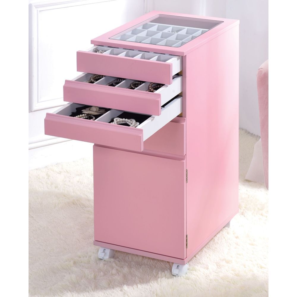 ACME Nariah - Jewelry Armoire - Pink | Meri Furniture