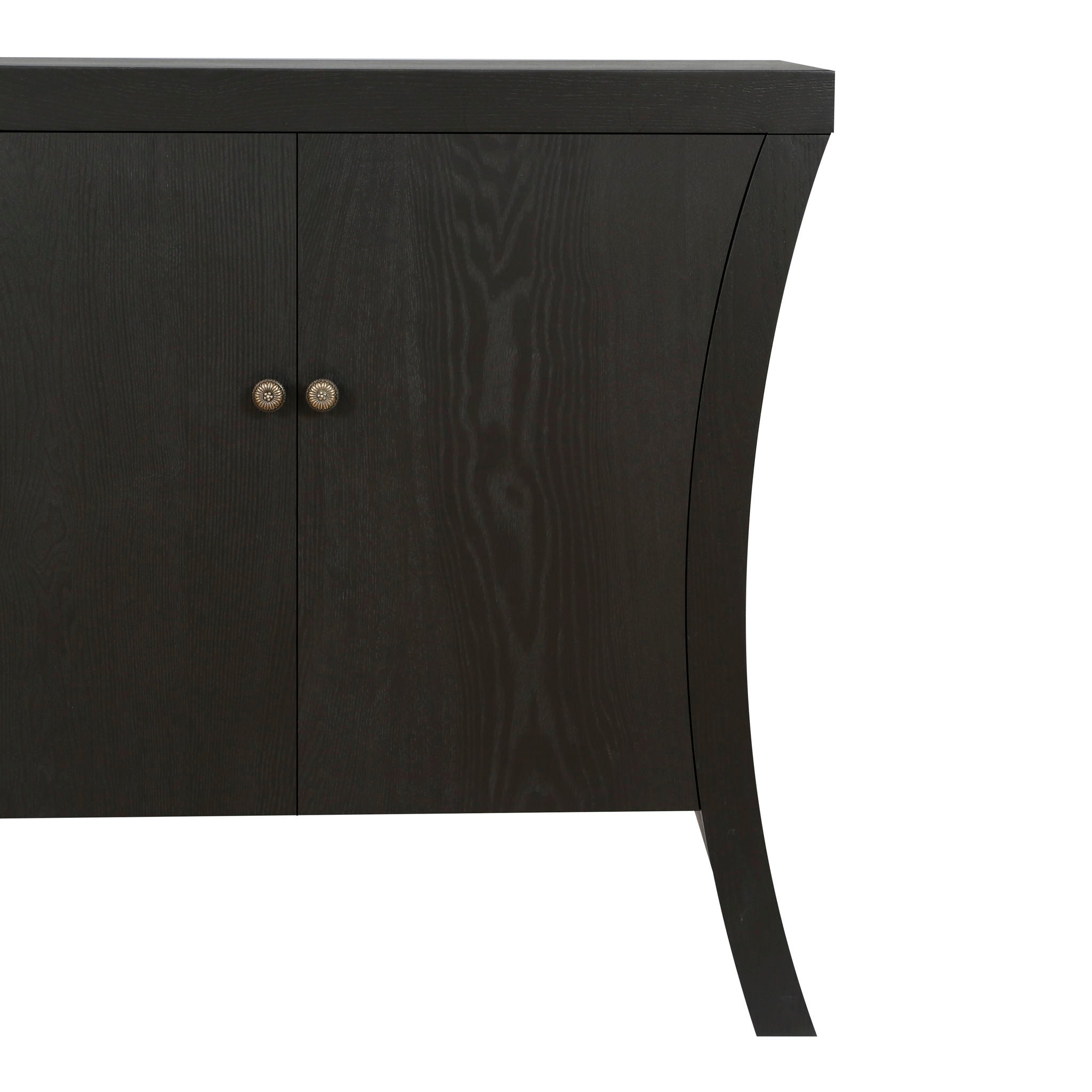Refined Industrial 4 Door Credenza With Arc Legs & Bronze Clasps