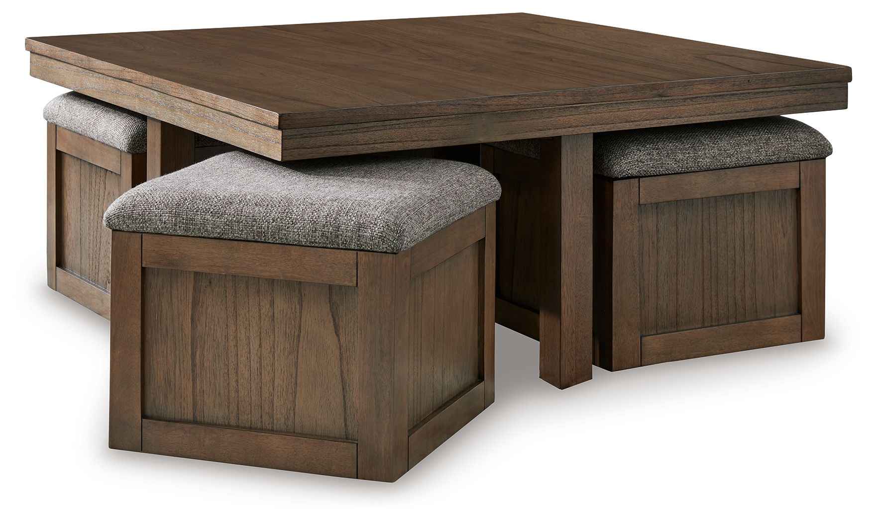 Signature Design by Ashley® Boardernest - Brown - Cocktail Table With 4 Stools (Set of 5) | Meri Furniture