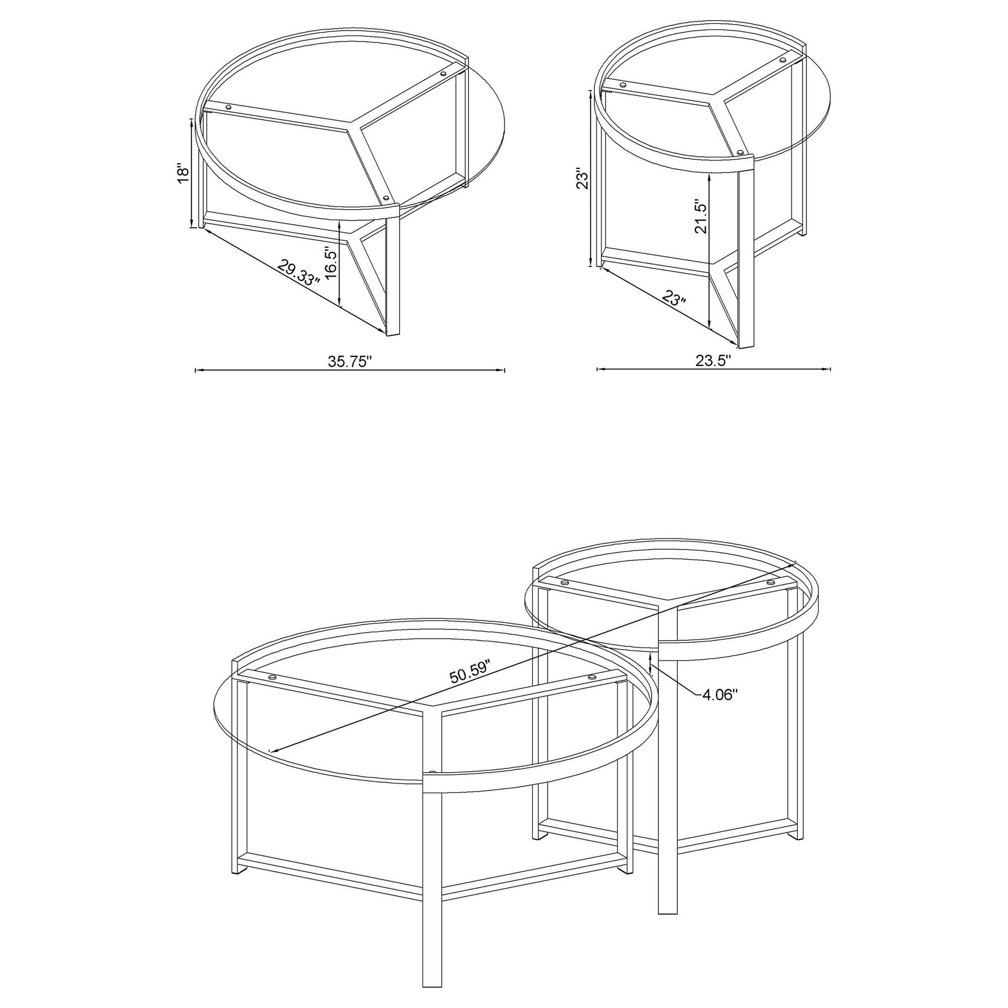 Delia 2-Piece Round Glass Top Nesting Coffee Table Chrome