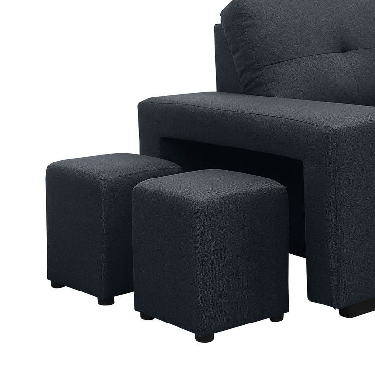 Lucas 97"W Dark Gray Linen Sleeper Sectional Sofa with Reversible Storage Chaise