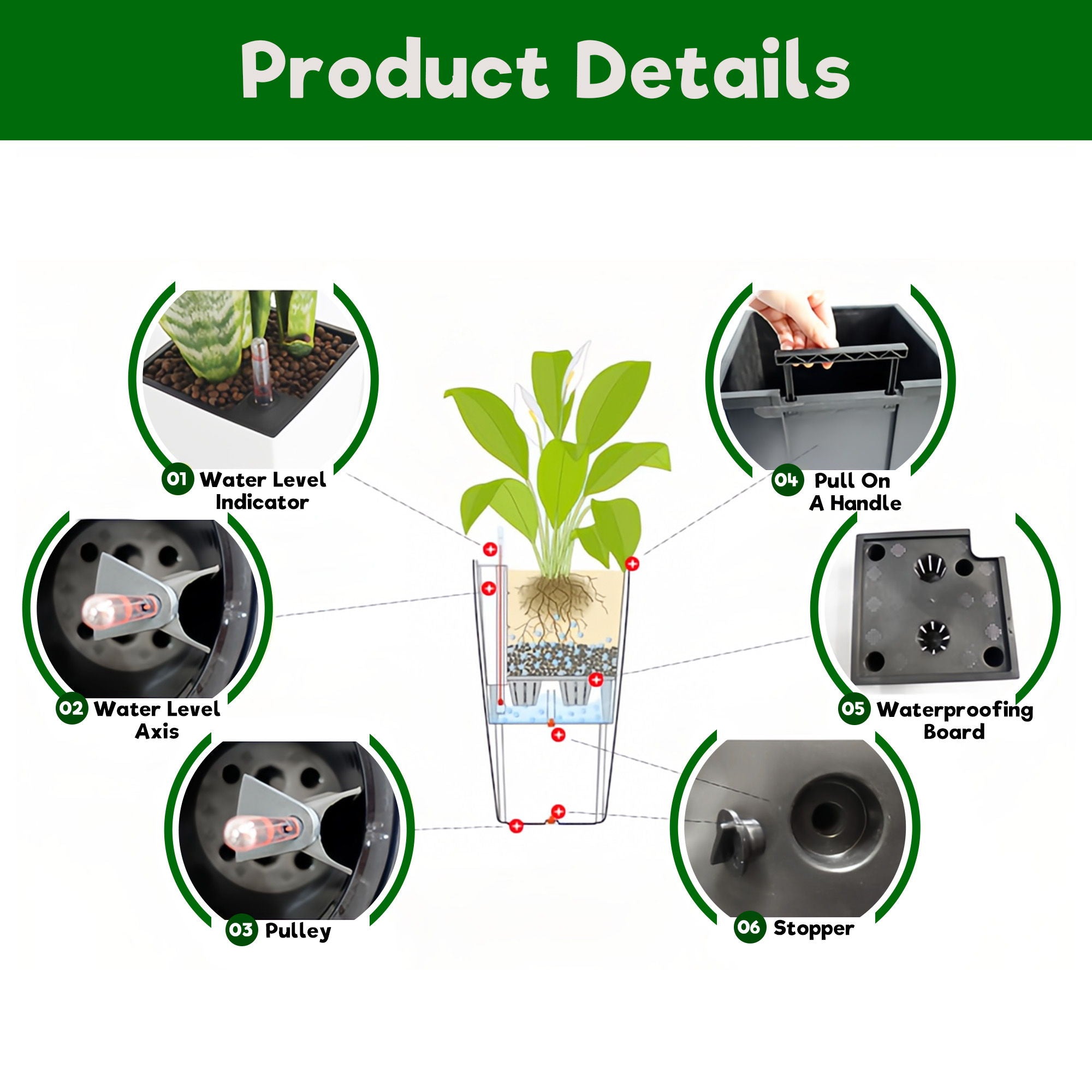 Indoor Outdoor Planter With Automatic Watering System (Set of 2)