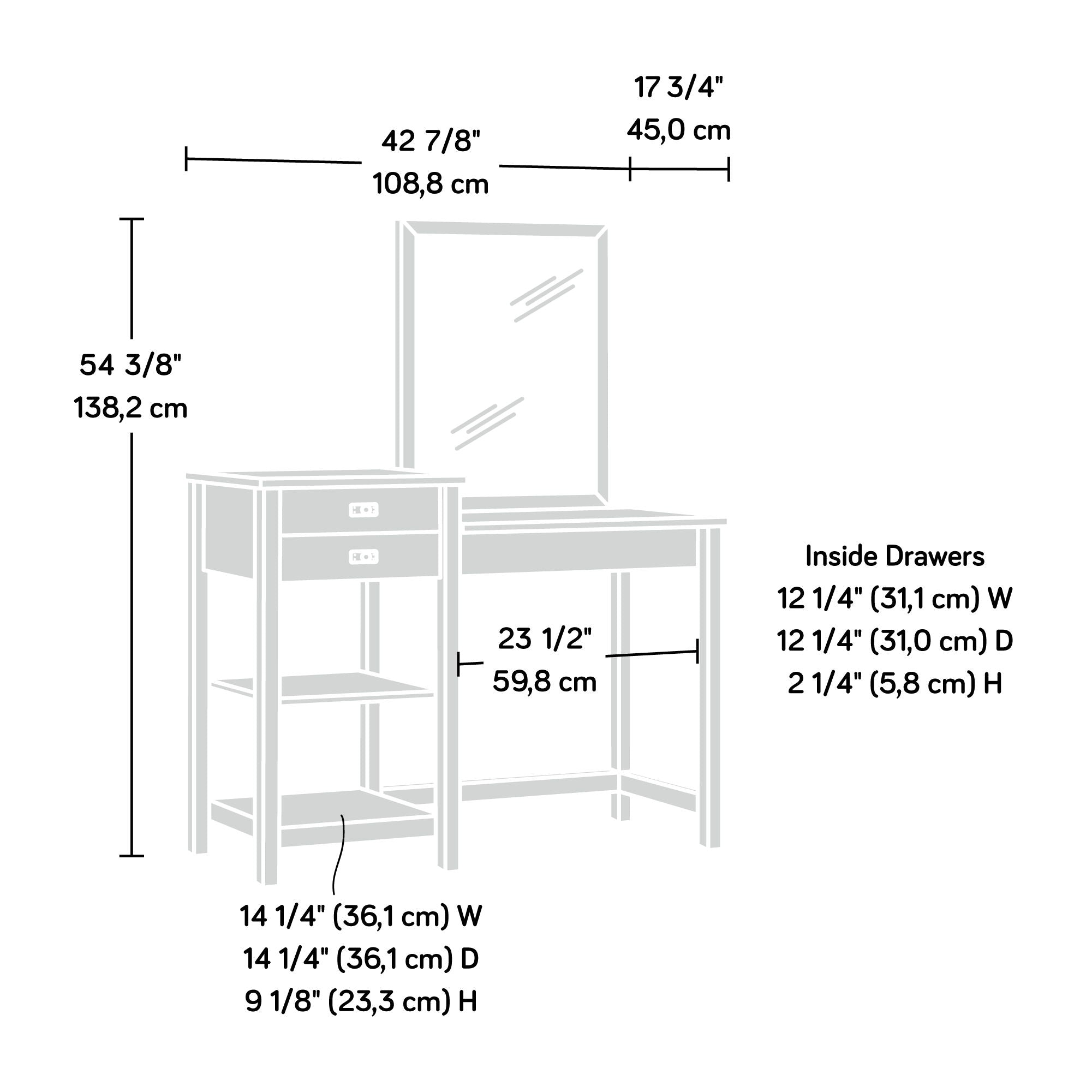 White Bedroom Vanity with Mirror