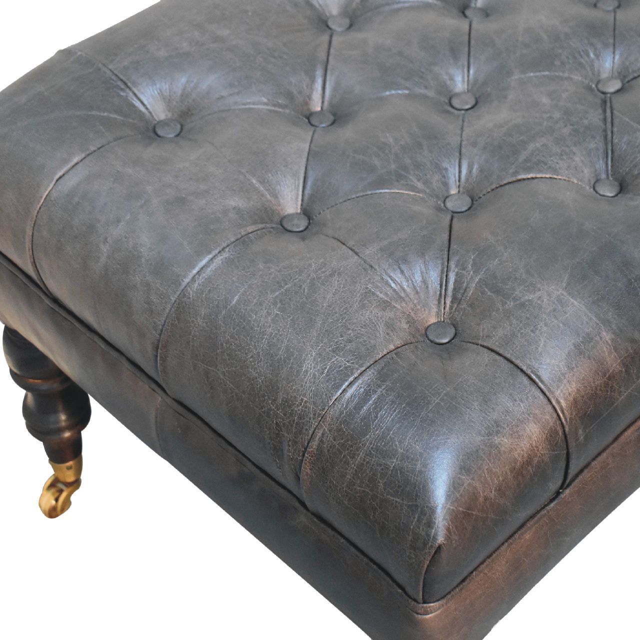 Buffalo - Leather Ottoman With Castor Legs