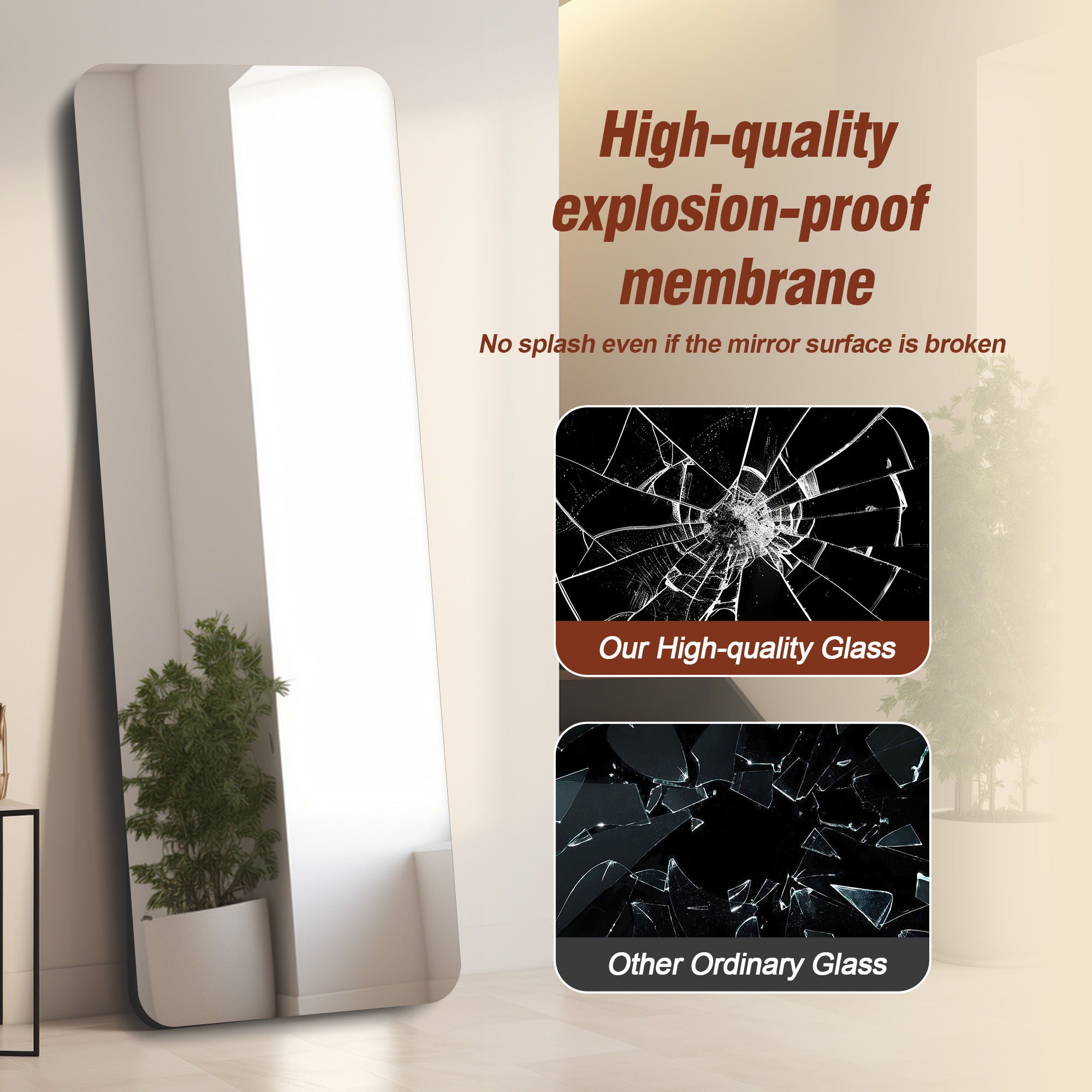 Full Body Round Corner Mirror For Living Room