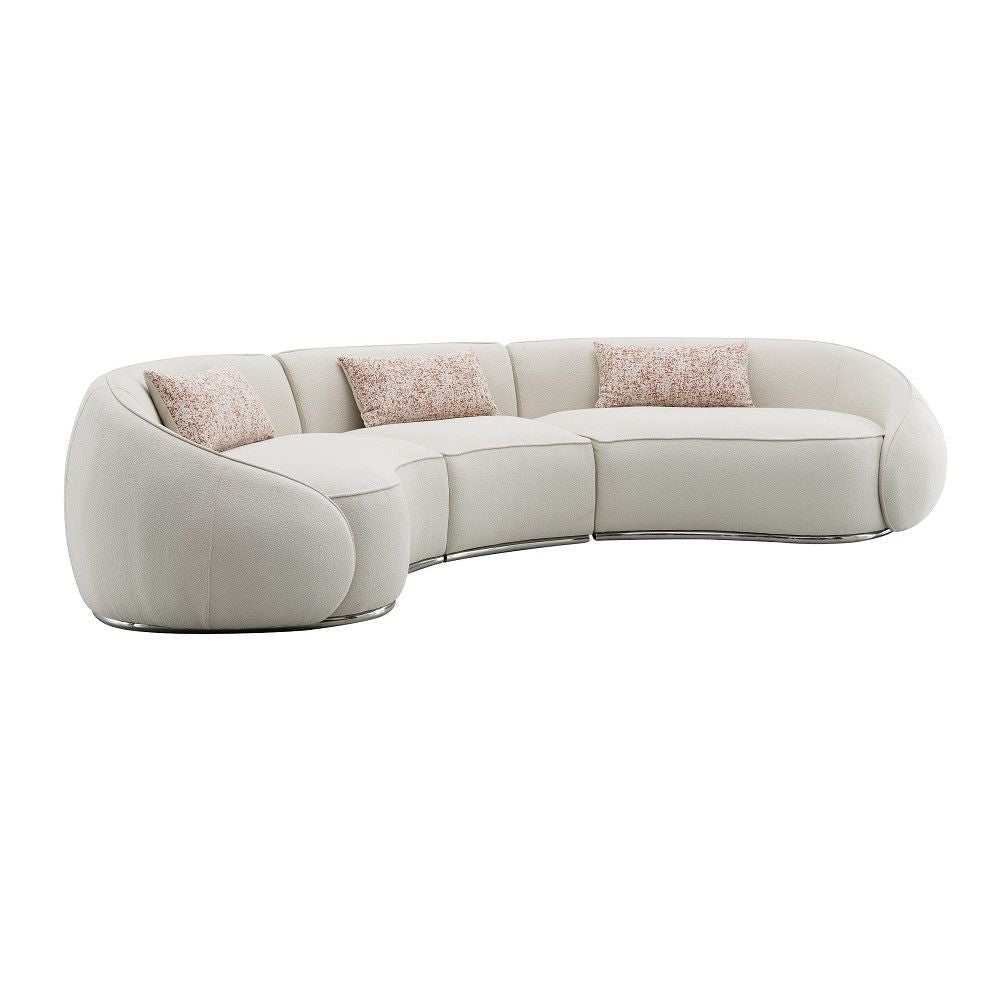 ACME Sahara - Sectional Sofa With 3 Pillows - Beige Boucle | Meri Furniture
