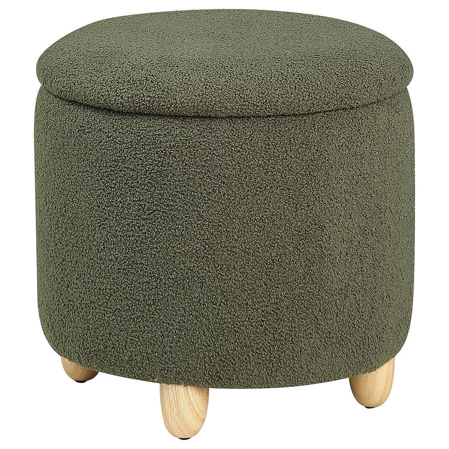 Coaster Fine Furniture Valia - Faux Sheepskin Upholstered Round Storage Ottoman | Meri Furniture