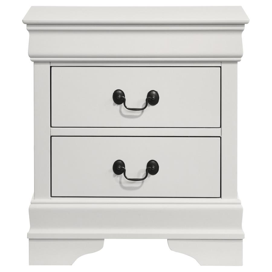 Coaster Fine Furniture Louis Philippe - 2-Drawer Nightstand Bedside Table - White | Meri Furniture