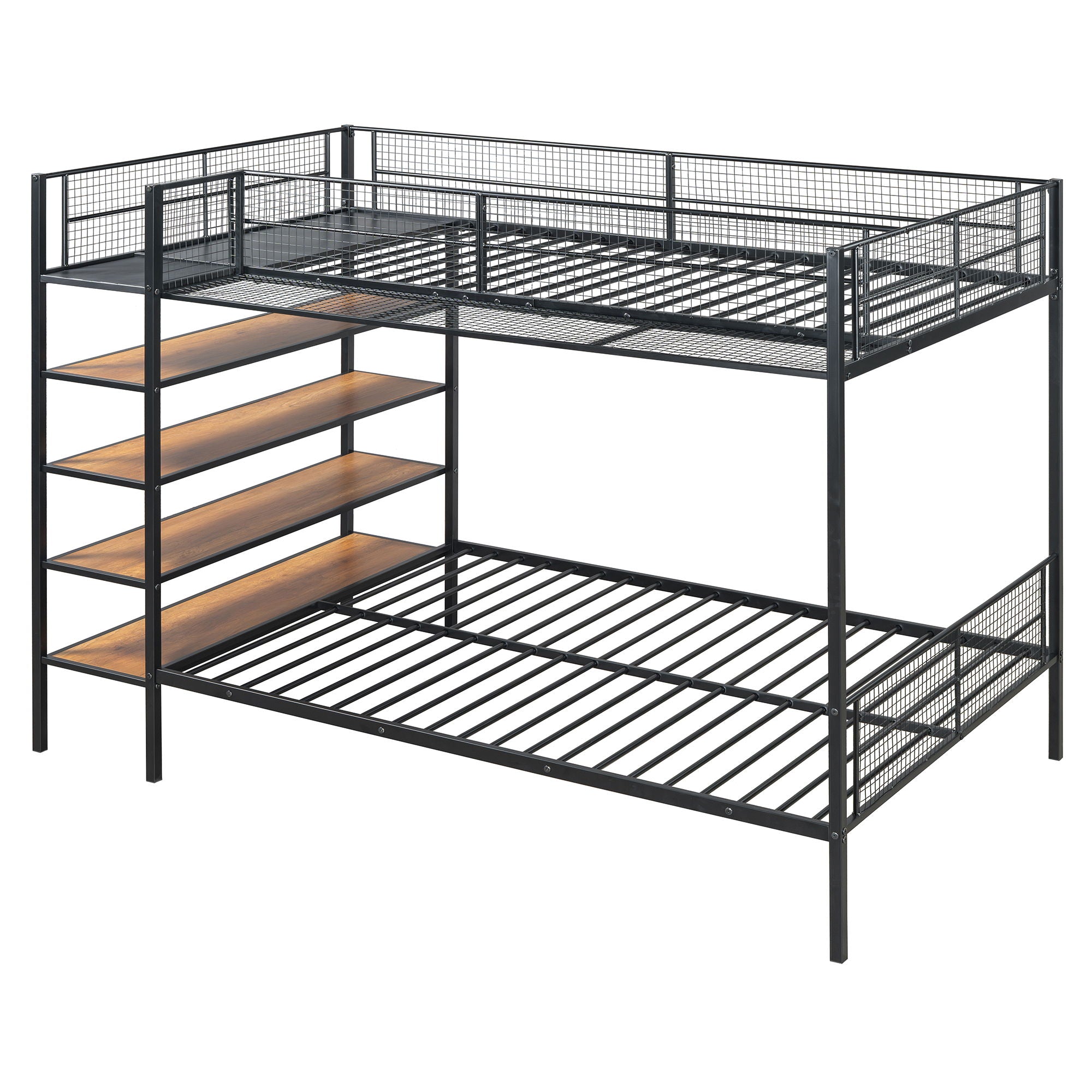 Bunk Bed With 5 Tier Shelves