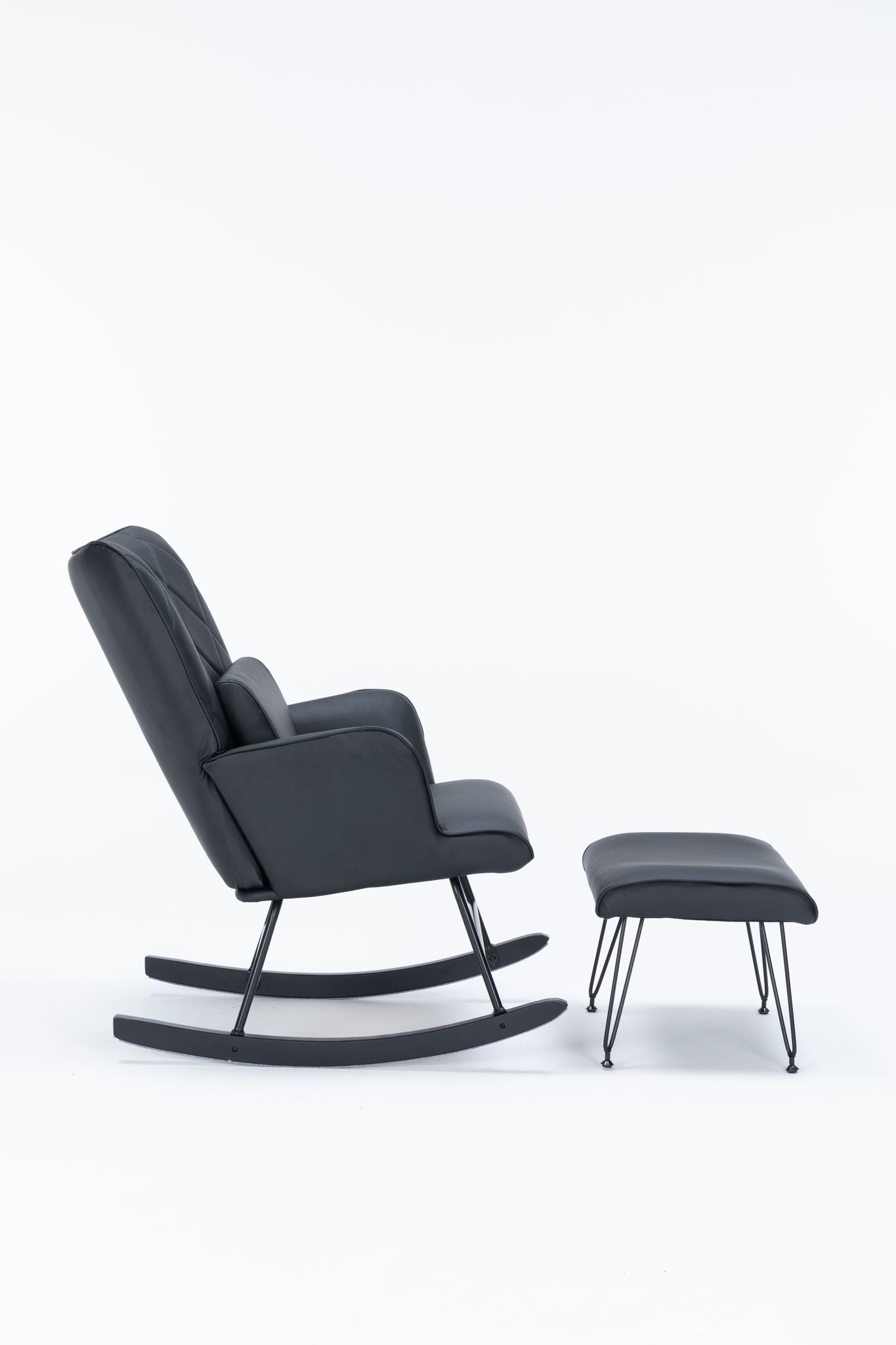 Rocking Accent Chair With Lumbar Pillow And Ottoman