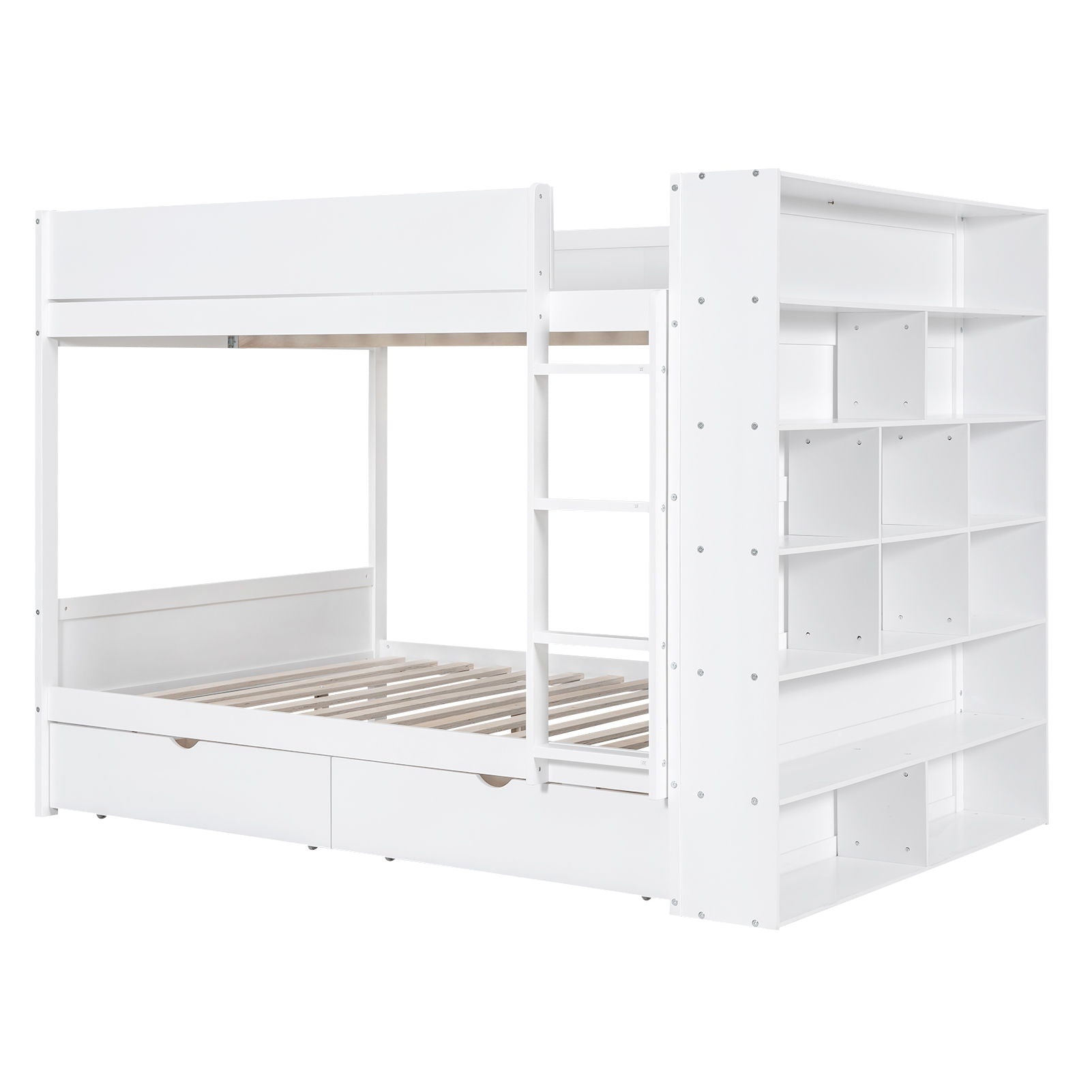 Bunk Bed With 2 Drawers And Multi Layer Cabinet