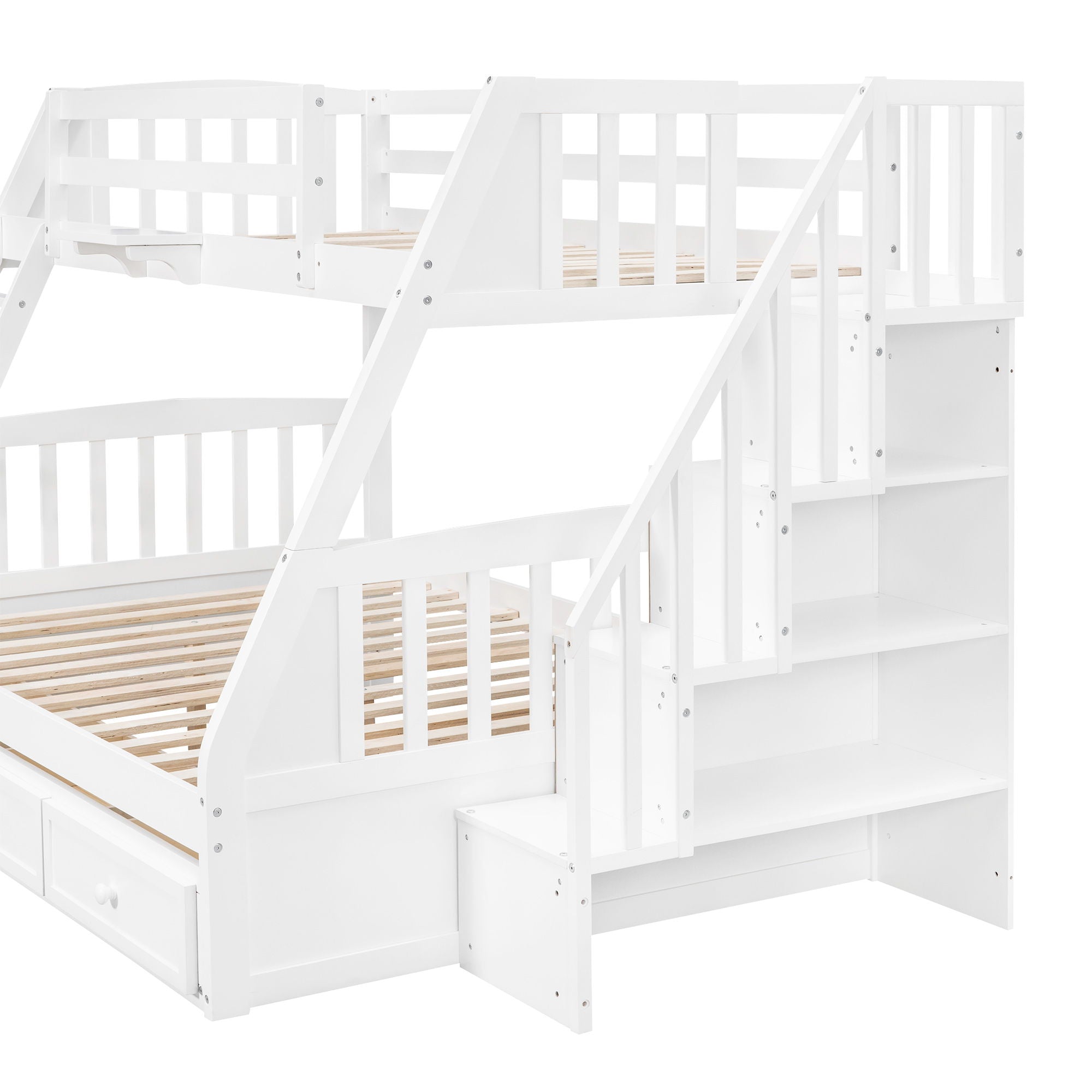 Bunk Bed With Drawers, Ladder And Storage Staircase