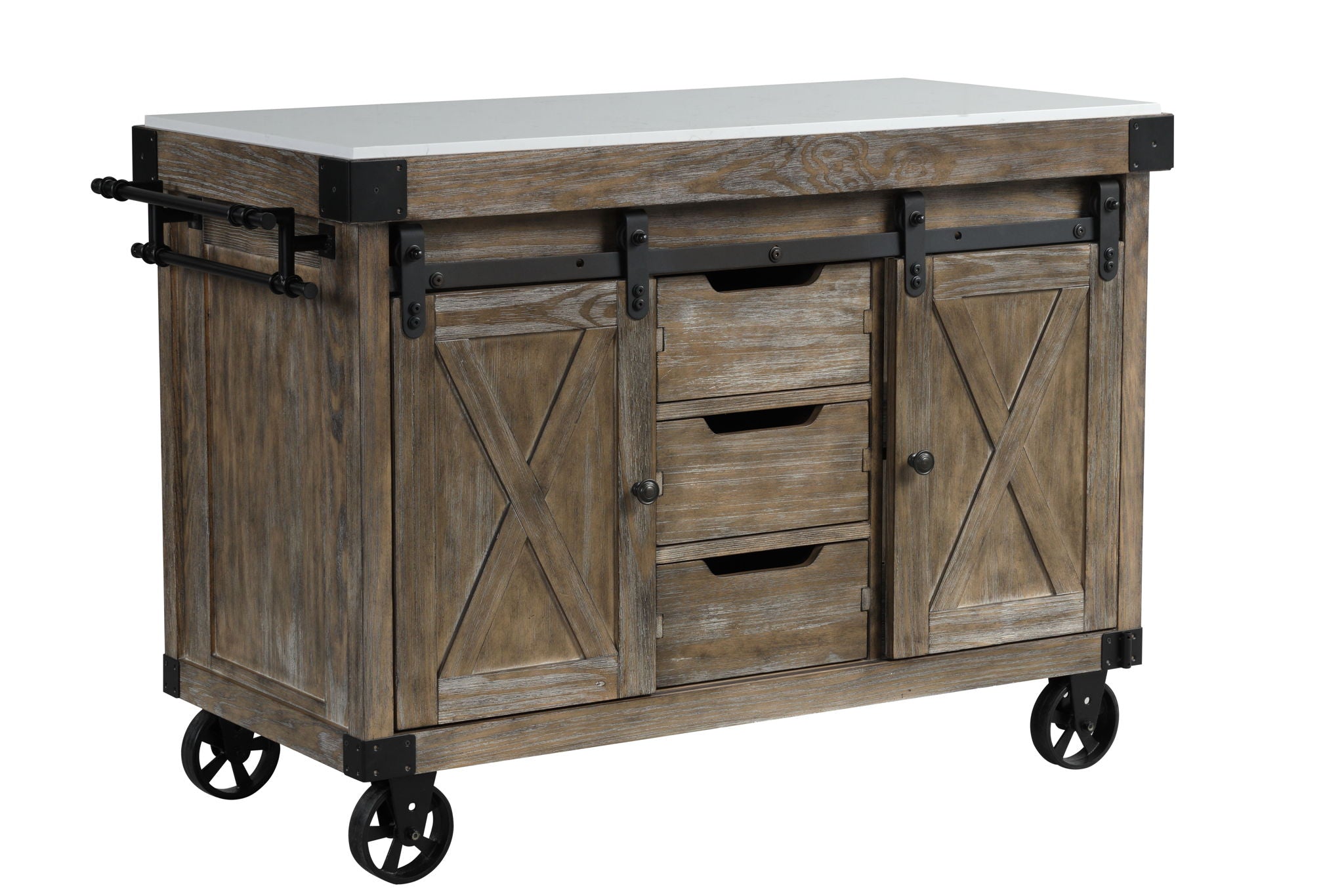 Alforvott - Kitchen Island - Marble Top & Weathered Gray