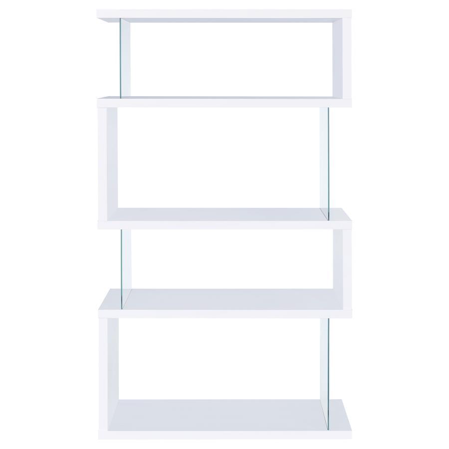 Coaster Fine Furniture Emelle - 4-Shelf Glass Panel Bookshelf | Meri Furniture