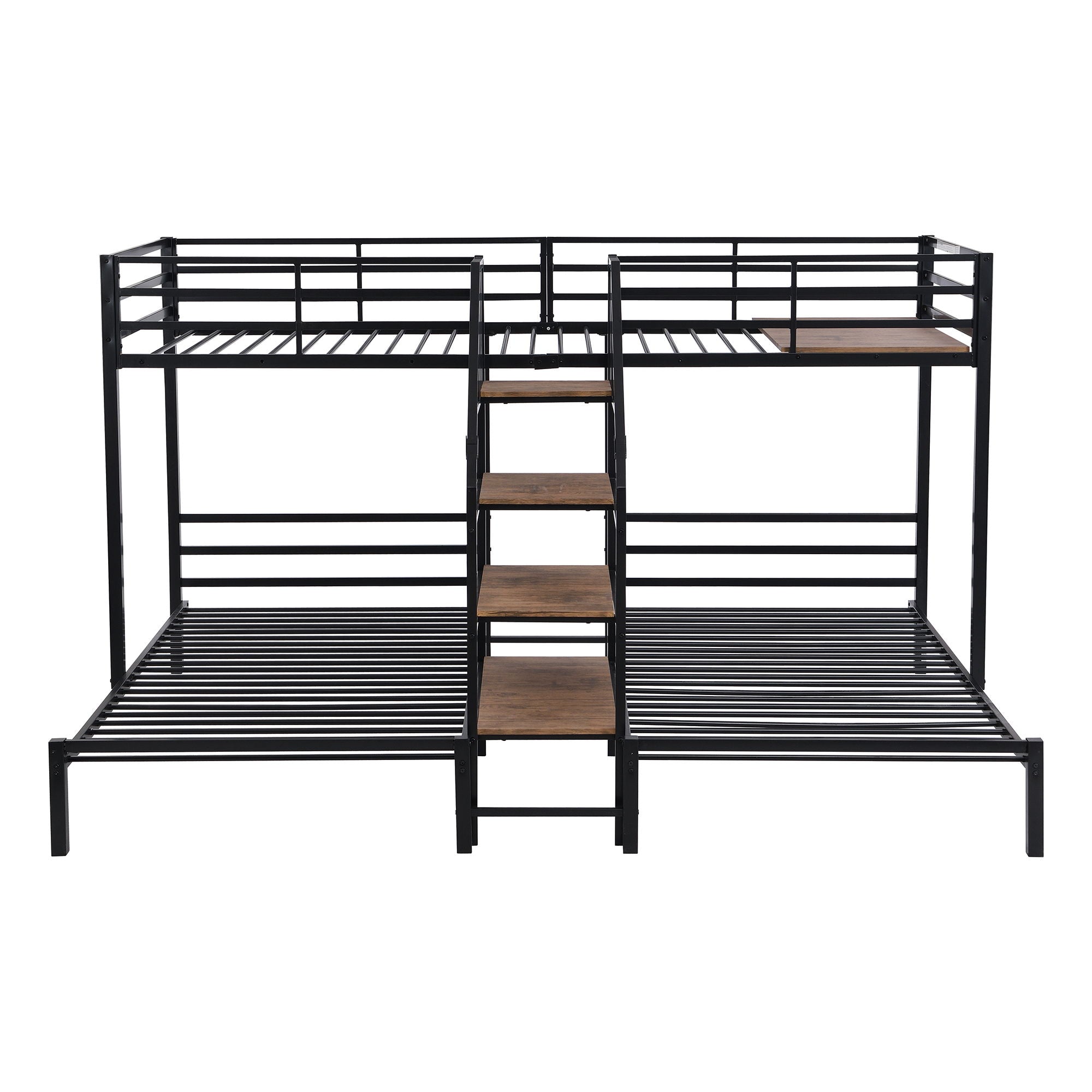 Metal Bunk Bed With Storage Shelves Staircase