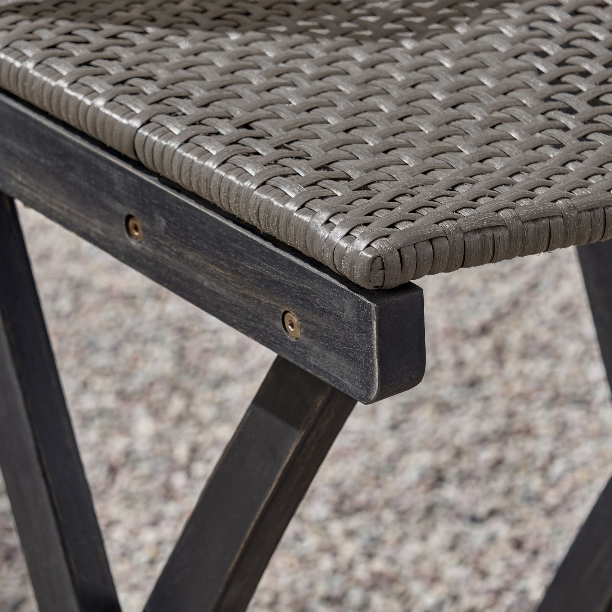 Outdoor Folding Acacia Wood Barstools With Rattan Backrest And Seat