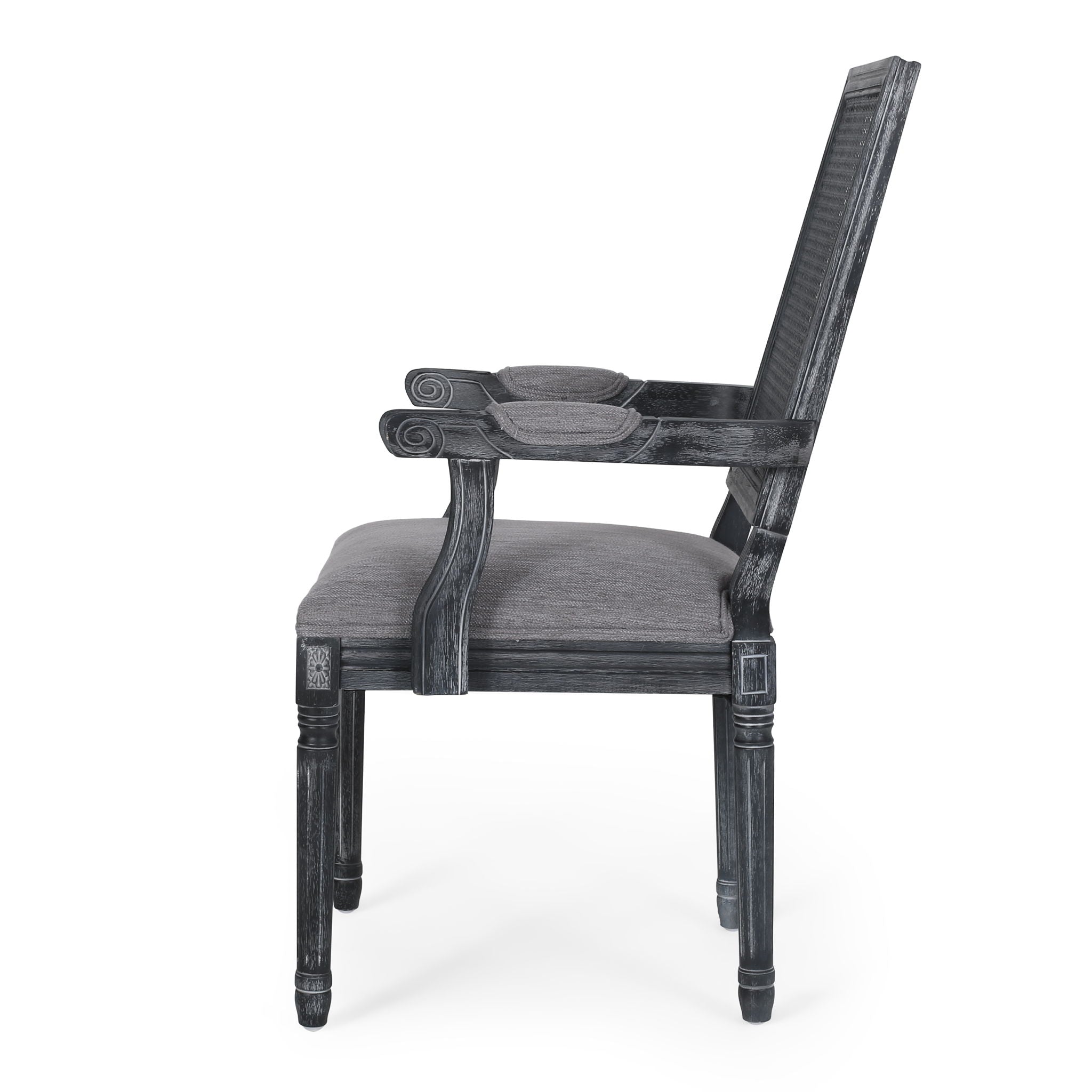 Elegant French Country Style Dining Chair With Cane Backrest