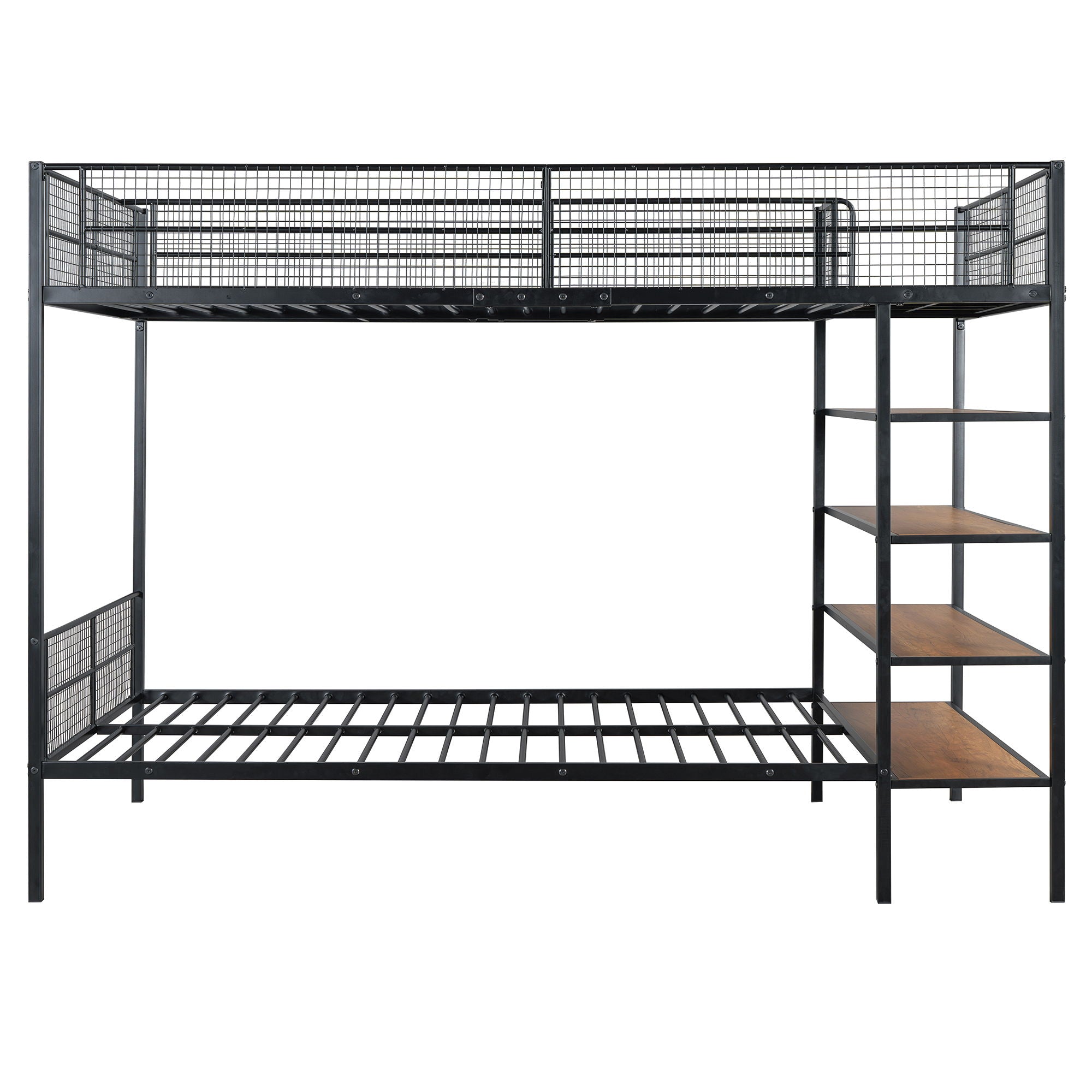 Bunk Bed With 5 Tier Shelves