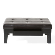 Chatham - Ottoman With Drawer Leather Storage Solution - Dark Coffee