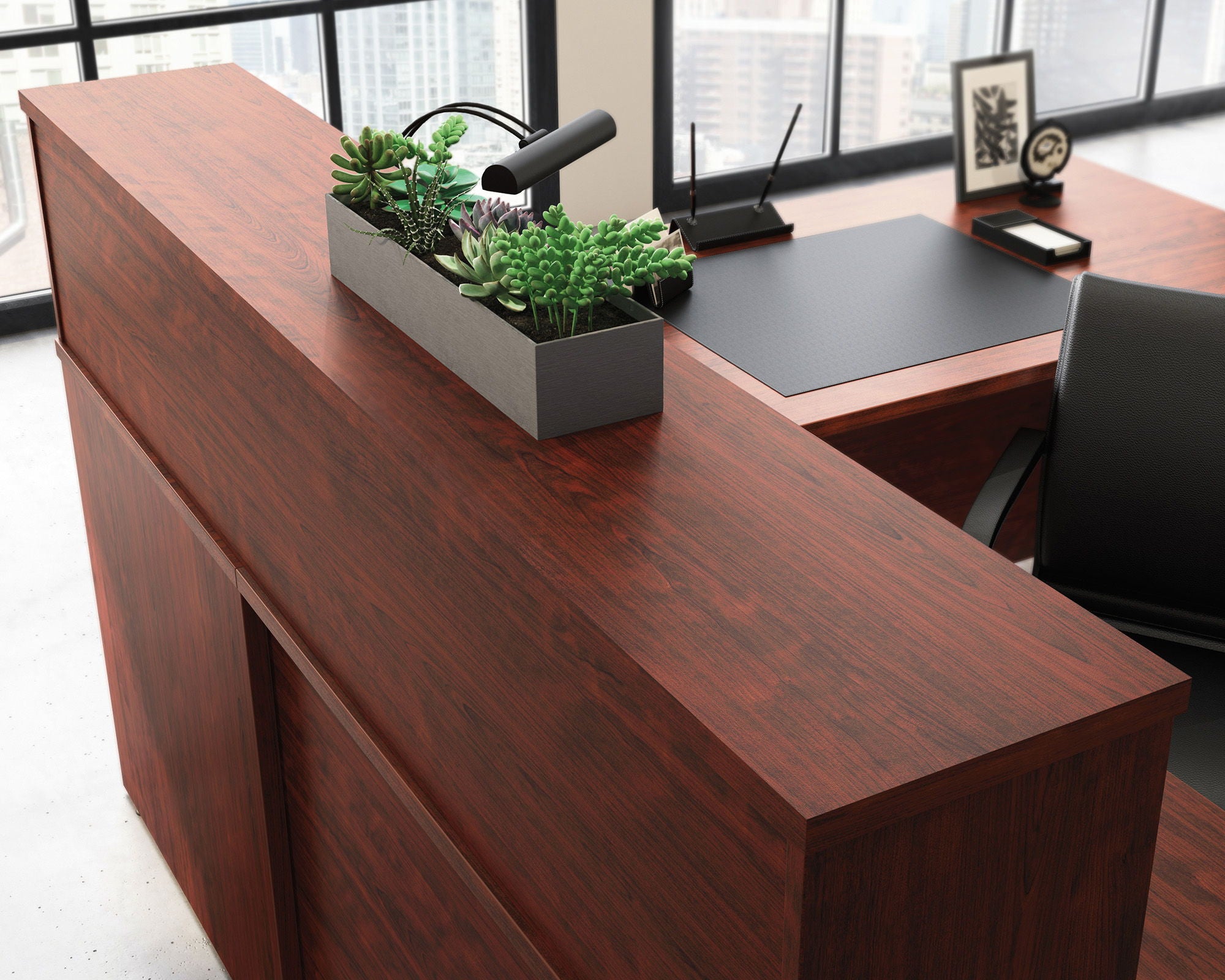 Reception Desktop Hutch in Classic Cherry