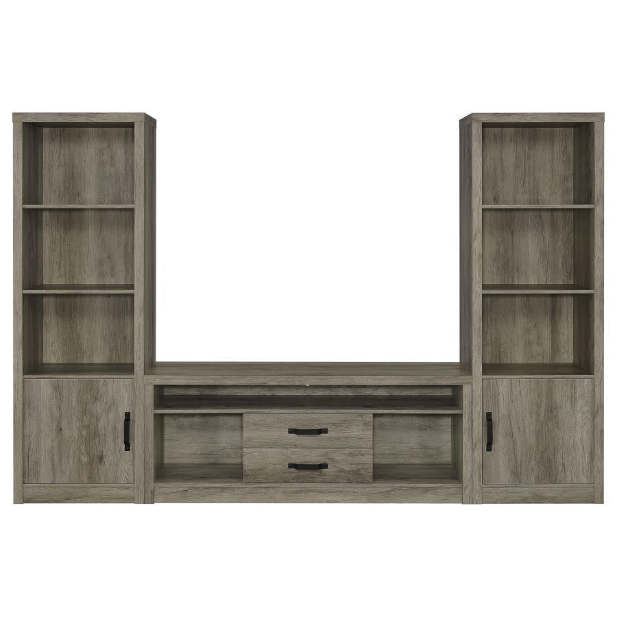 Coaster Fine Furniture Burke - 3 Piece TV Entertainment Center - Gray Driftwood | Meri Furniture