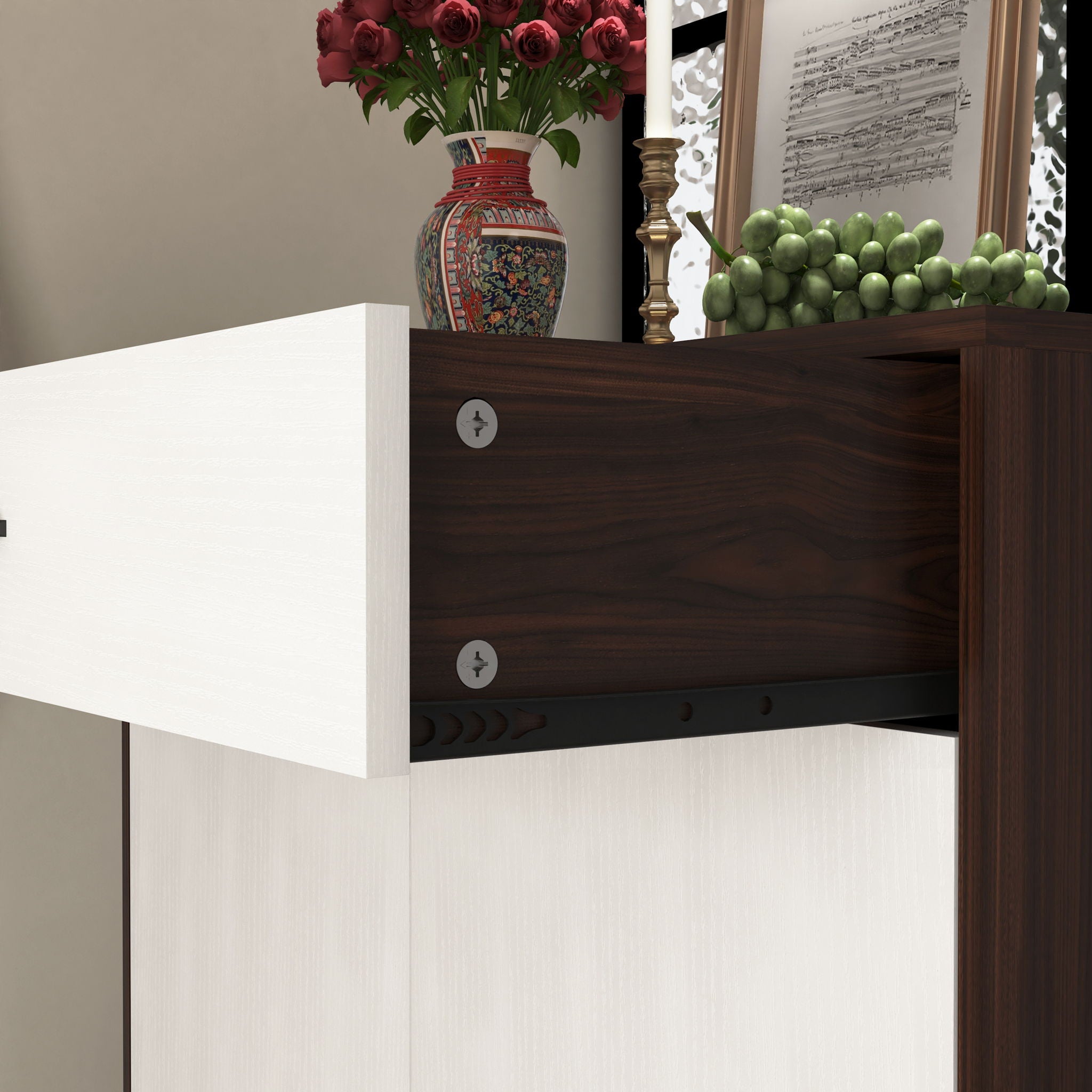 Freestanding Wooden Shoe Cabinet, 4 Tier Organizer With Drawer