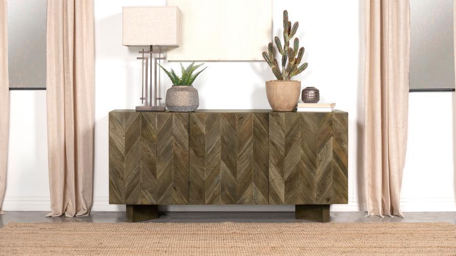 Coaster Fine Furniture Tyler - 3 Door Solid Wood Sideboard Buffet Cabinet - Mango Brown | Meri Furniture