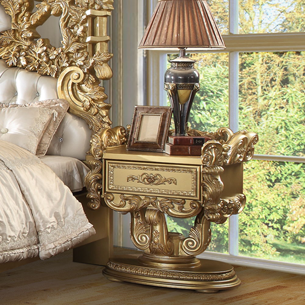 ACME Bernadette - Nightstand - Gold Finish | Meri Furniture