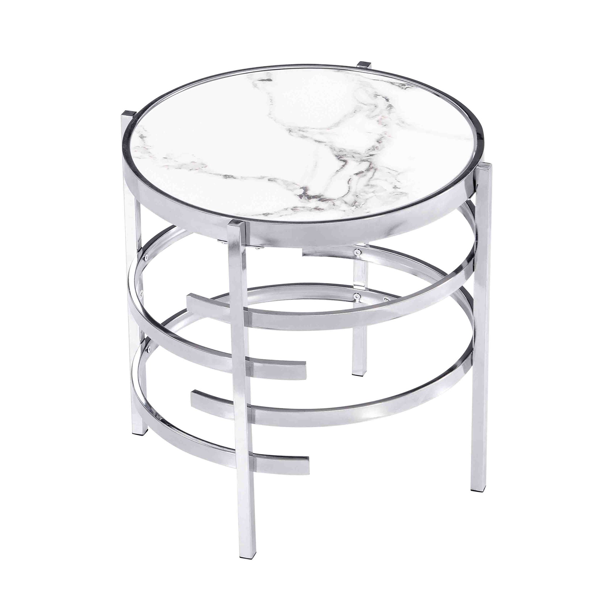 Elegant Round Table With Sintered Stone Top & Sturdy Metal Frame