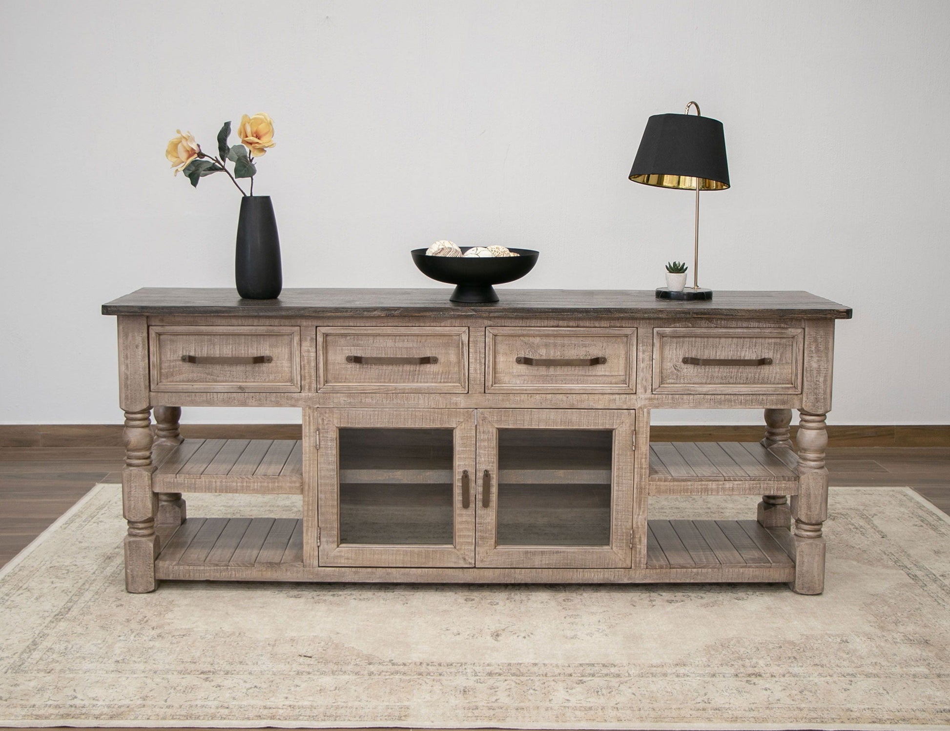International Furniture Direct Natural Stone - TV Stand - Taupe Brown | Meri Furniture