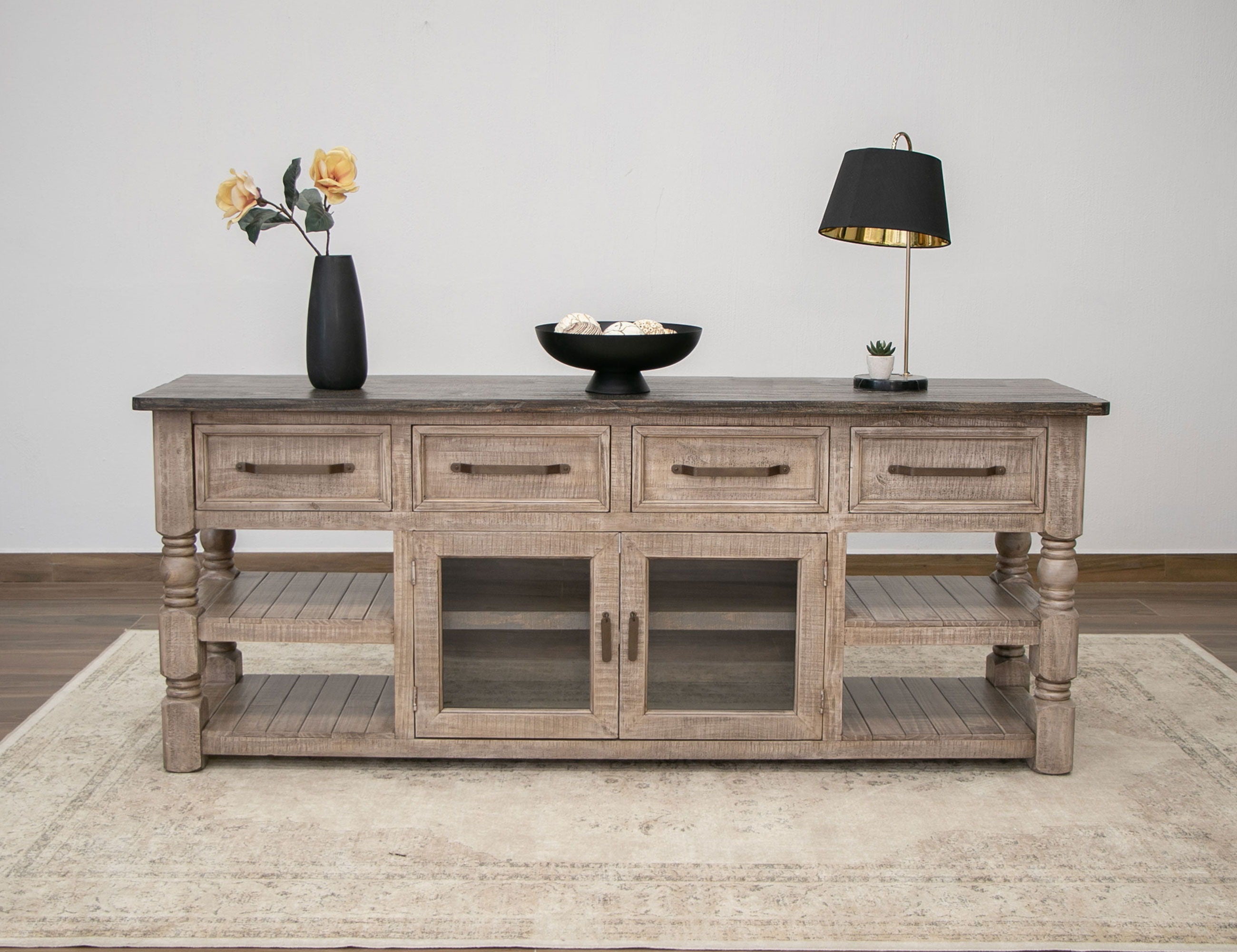 International Furniture Direct Natural Stone - TV Stand - Taupe Brown | Meri Furniture