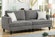 Callaway 80"W Gray Chenille Sofa with Throw Pillows
