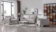 Damian Light Gray Woven Fabric Sofa Loveseat Chair Living Room Set
