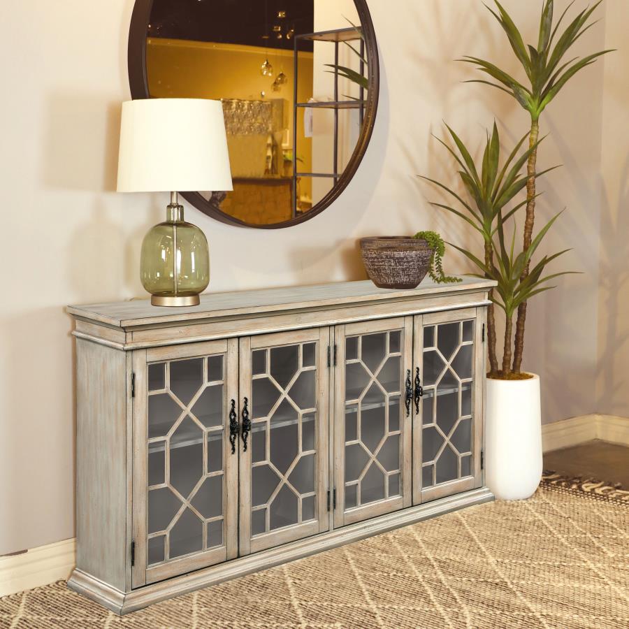 Coaster Fine Furniture Kiara - 4-Door Wood Lattice Storage Accent Cabinet | Meri Furniture