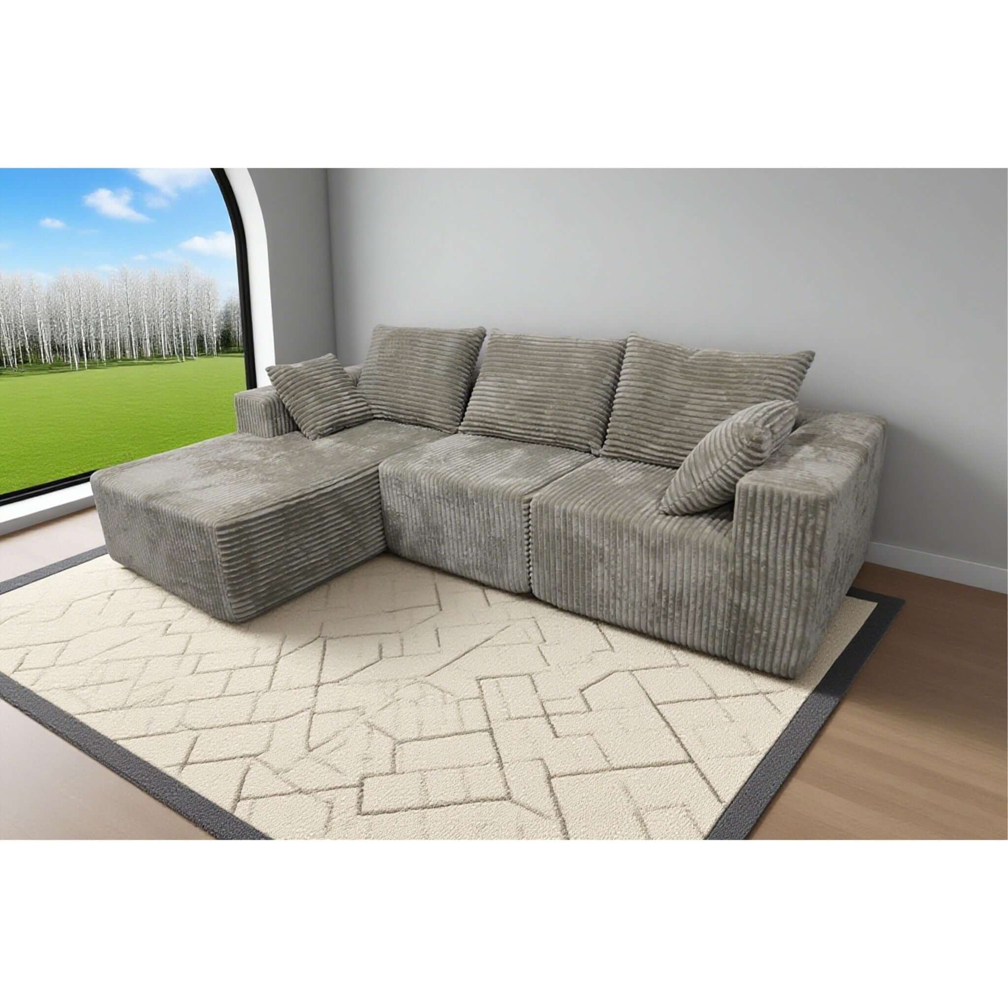 Corner Combination Sofa Sectional Couch With Soft Plush Fabric