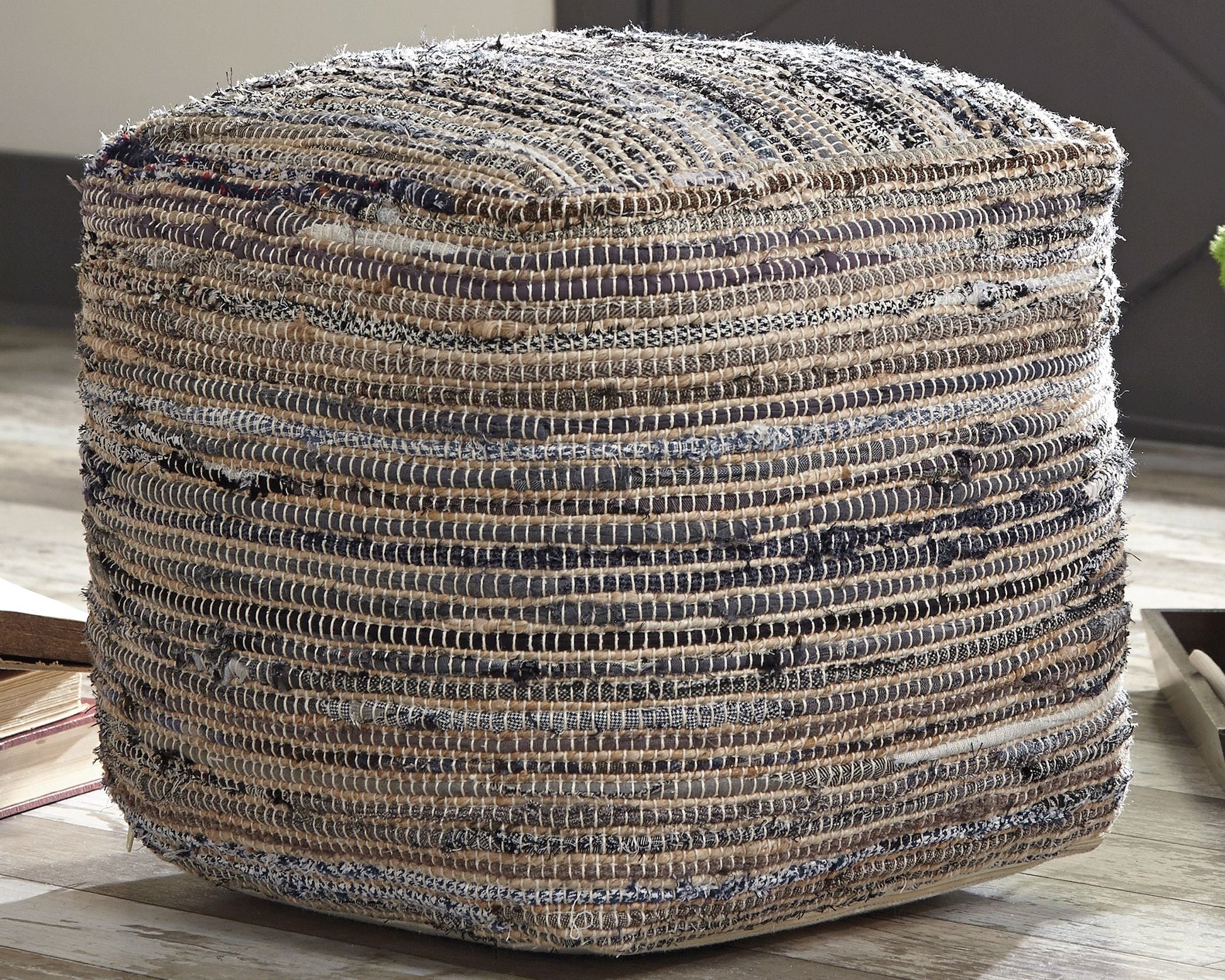Ashley Furniture Absalom - Denim - Pouf | Meri Furniture