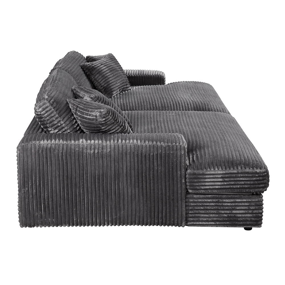 ACME Hilde - Double Chaise With 2 Pillows - Dark Gray | Meri Furniture