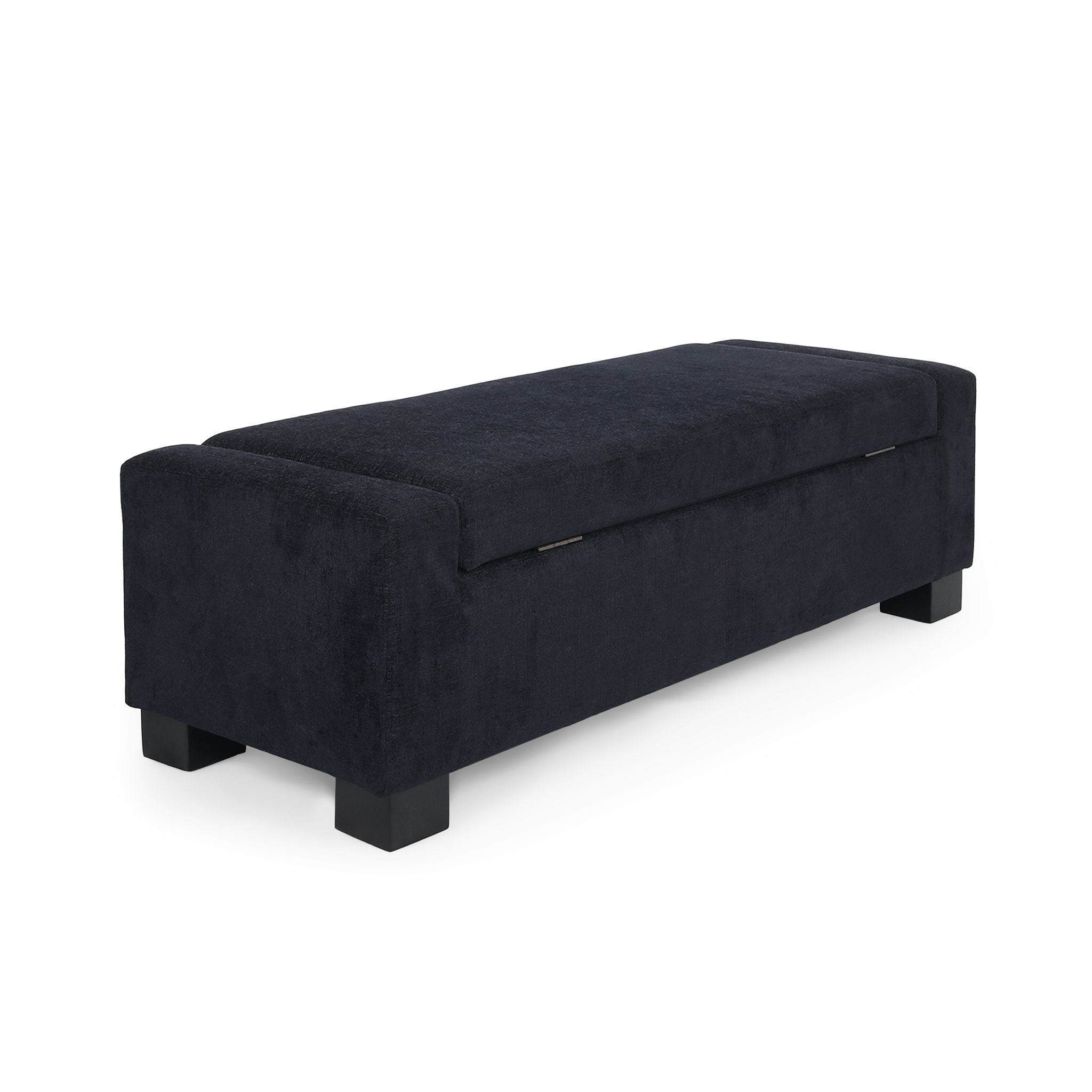 Textured Fabric Ottoman Bench With Hinged Lid