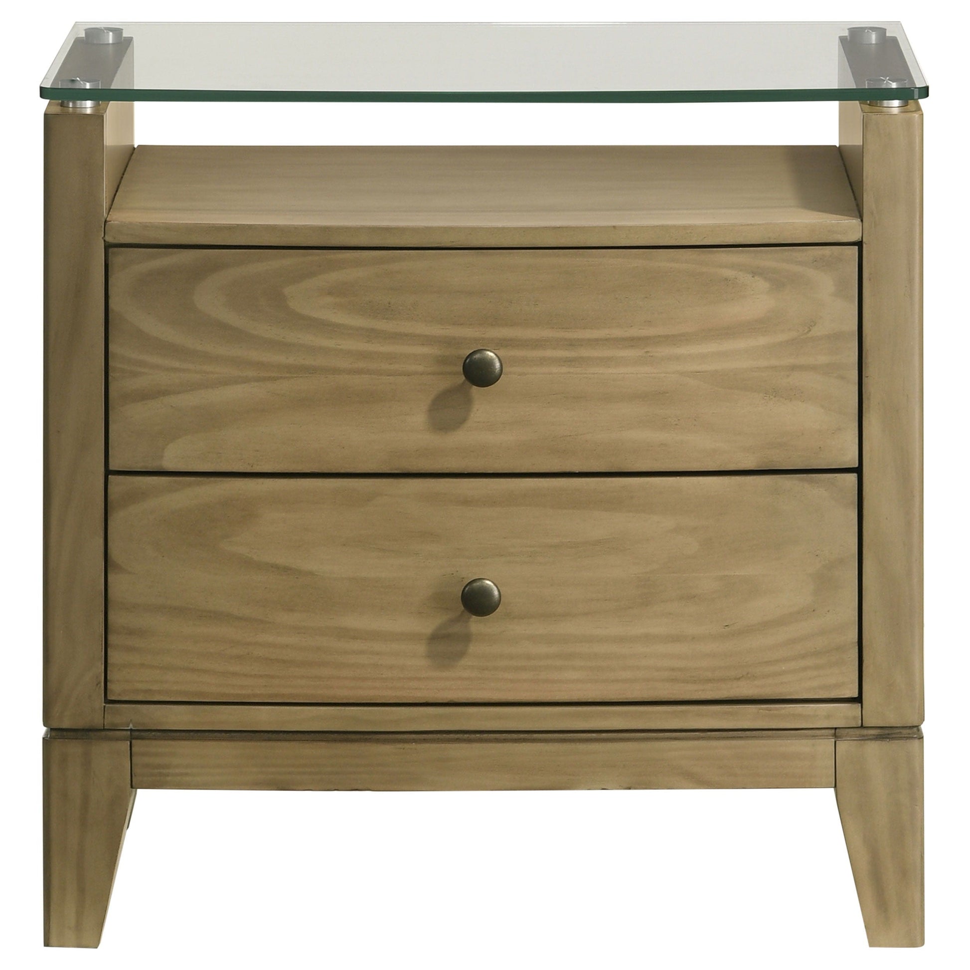 Coaster Fine Furniture Granada - 2-Drawer Glass Top Nightstand - Natural Pine | Meri Furniture