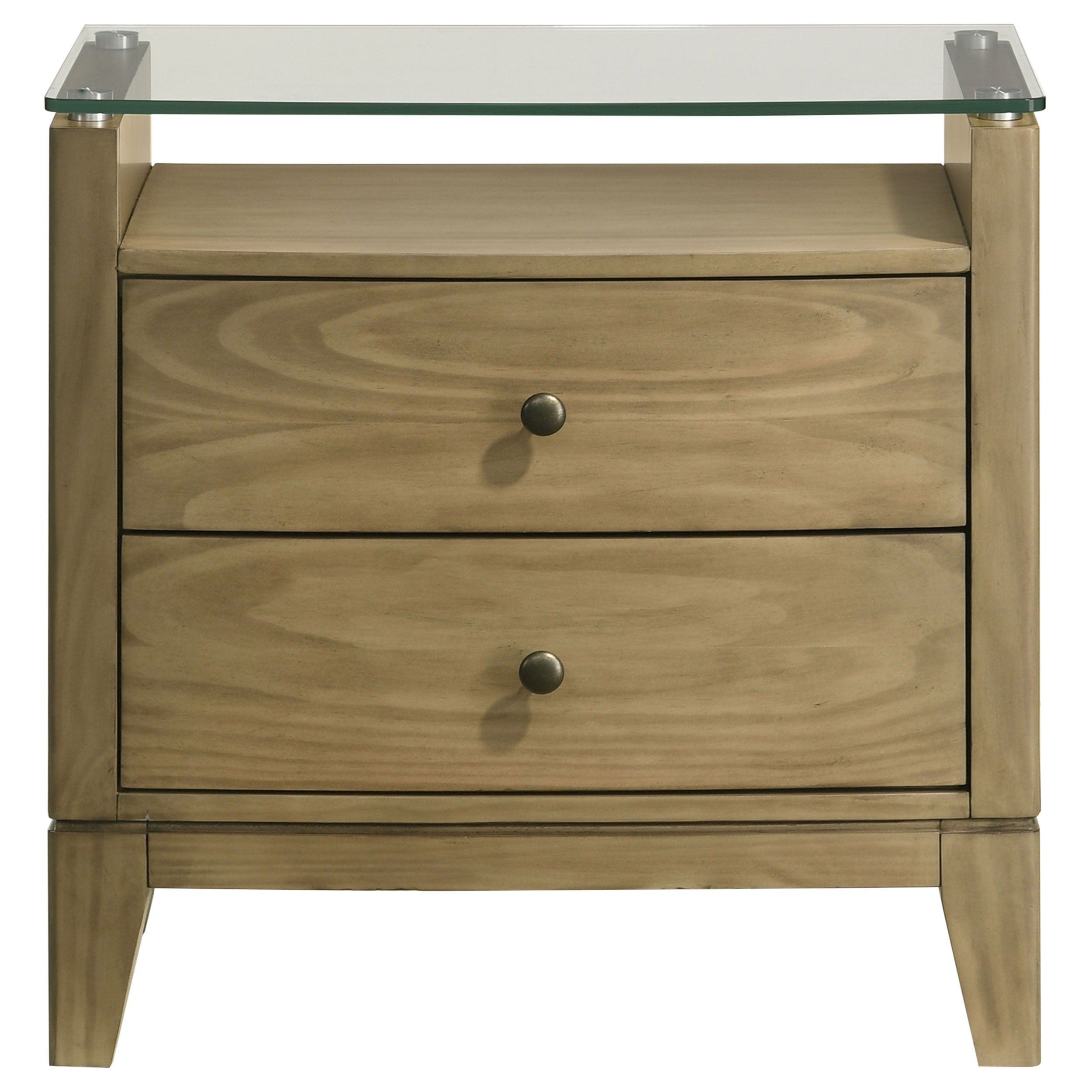 Coaster Fine Furniture Granada - 2-Drawer Glass Top Nightstand - Natural Pine | Meri Furniture