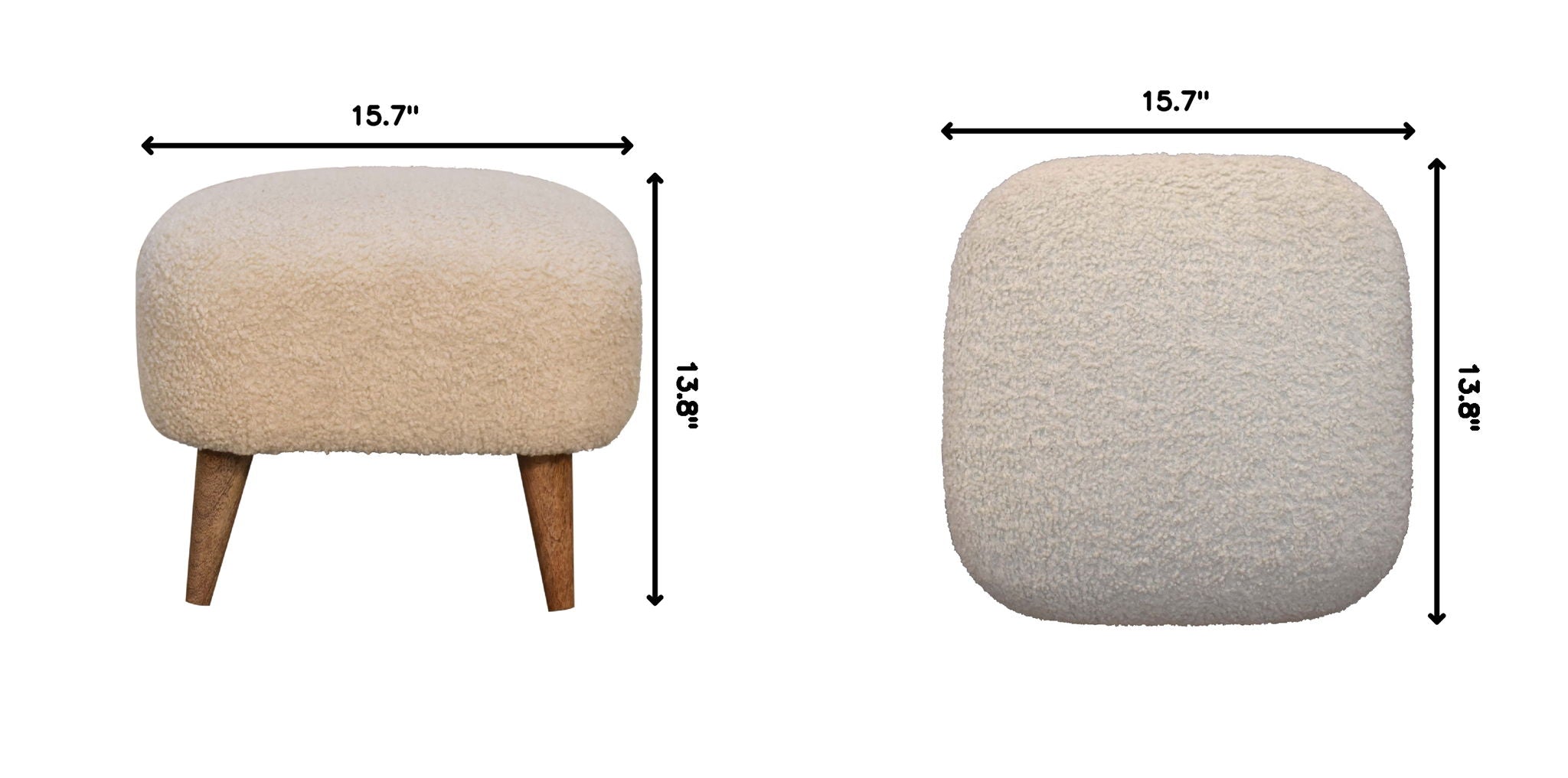 Boucle Square Footstool - Cream