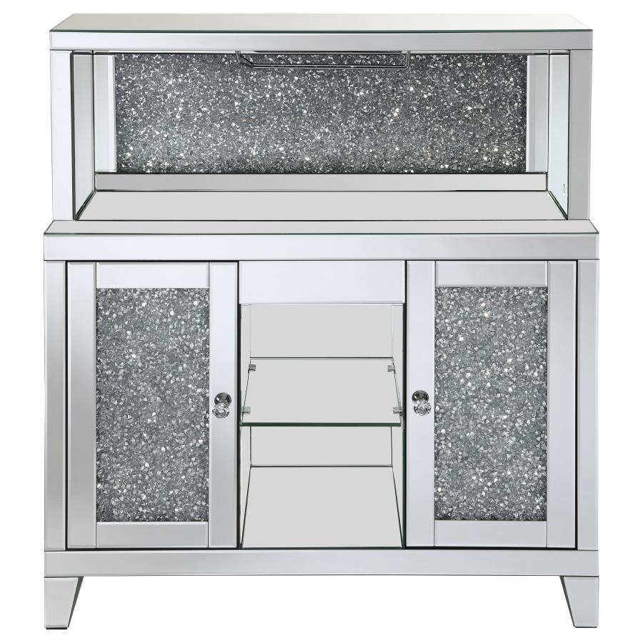 Coaster Fine Furniture Yvaine - 2-Door Mirrored Acrylic Home Bar Wine Cabinet - Silver | Meri Furniture
