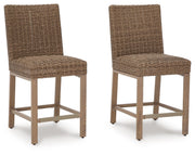 Signature Design by Ashley® Walton Bridge - Driftwood - Barstool (Set of 2) | Meri Furniture
